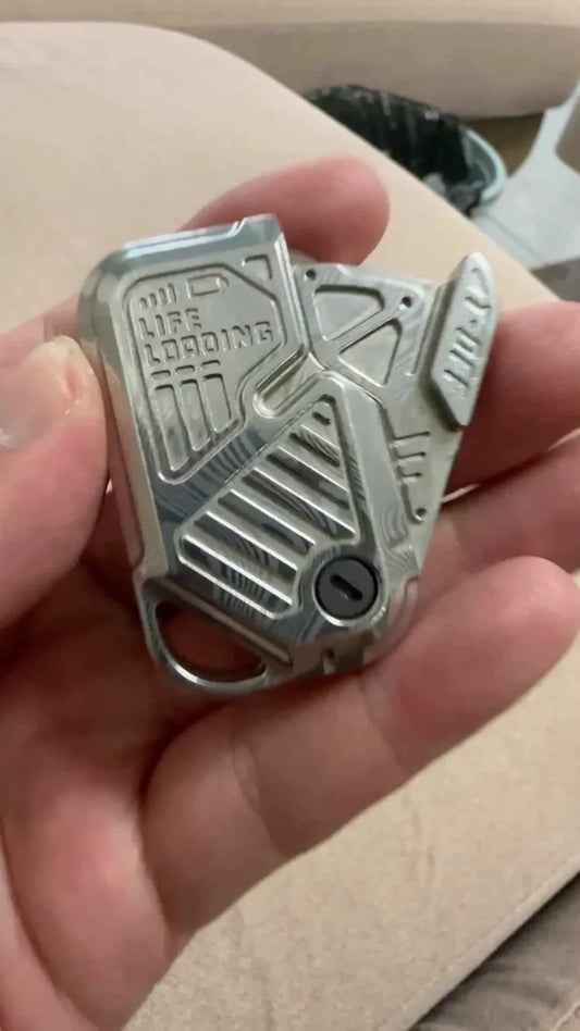 01EDC POP 2.0 mechanical flick fidget slider in damascus steel
