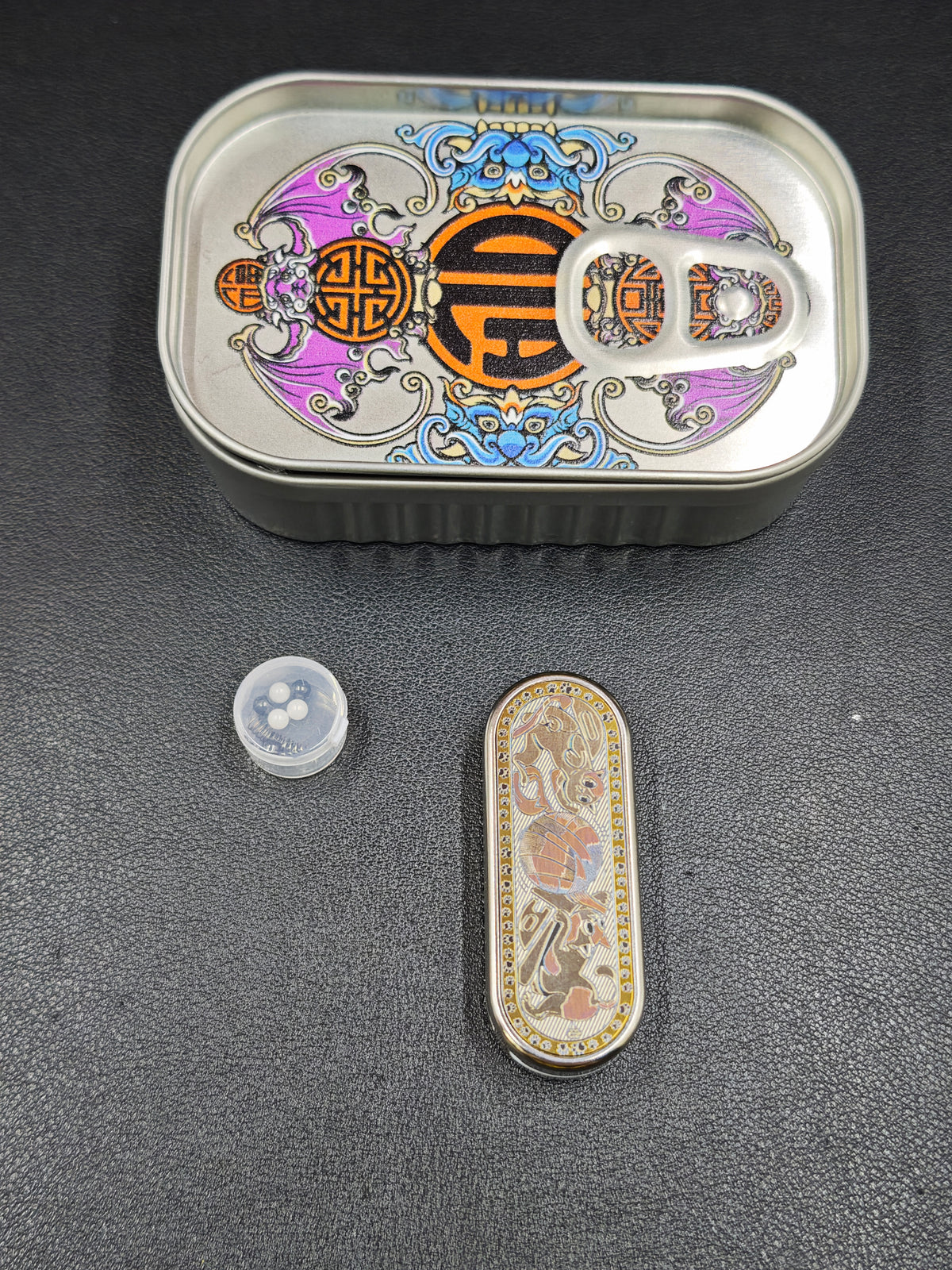 Ming Yin Titanium Color-Anodized Engraved