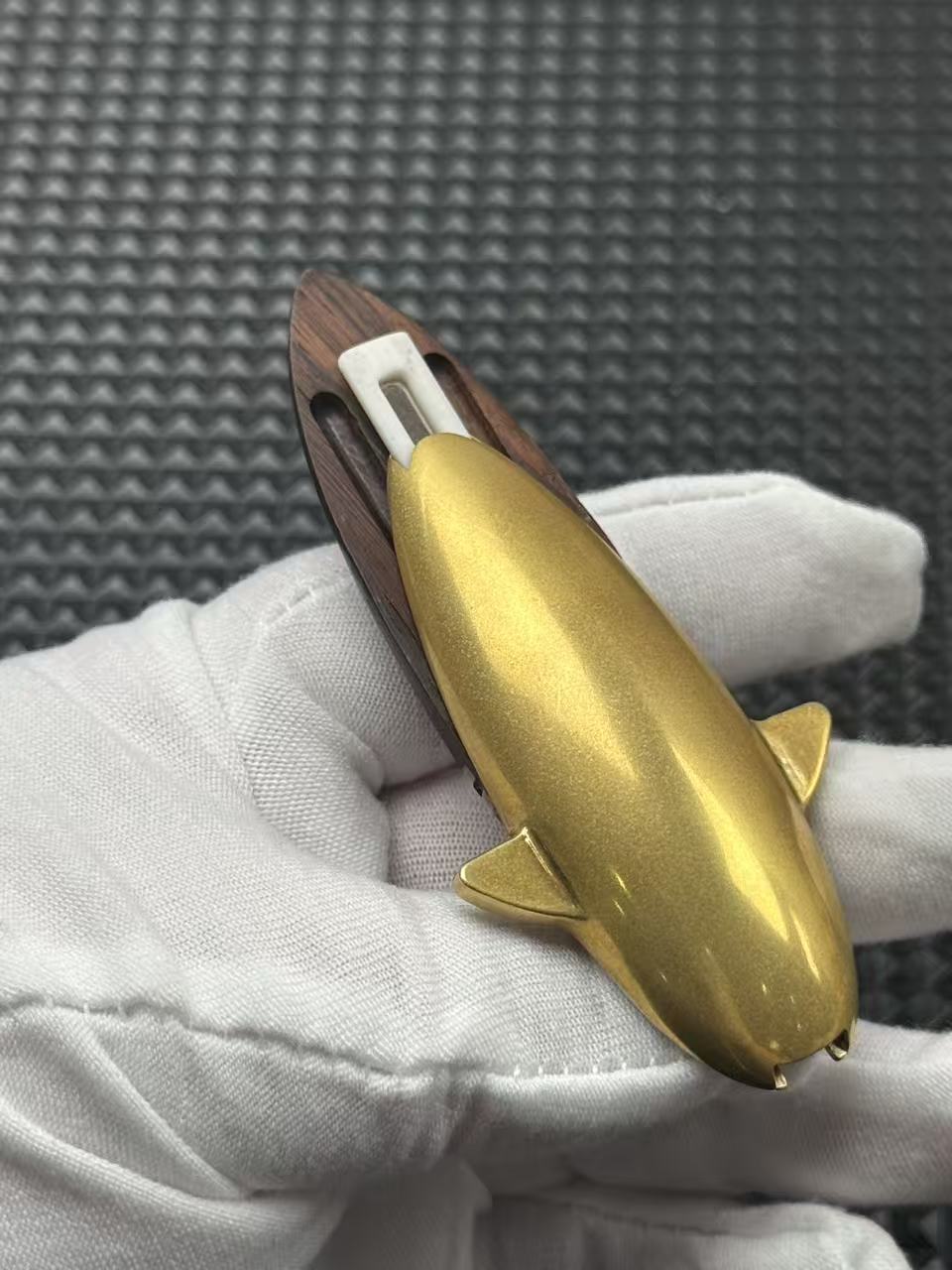 Mini Red Bean Shark Brass