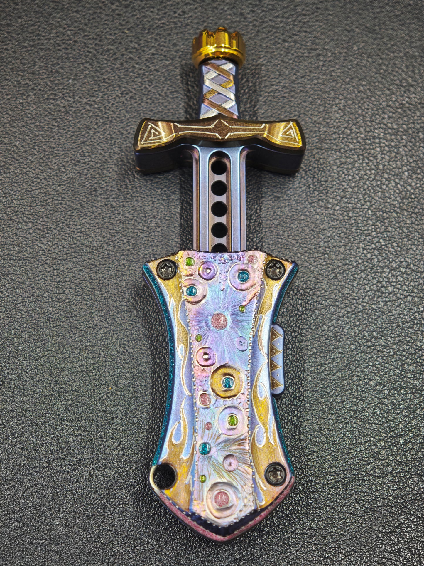 Master Sword Titanium Gold Plated Engraved