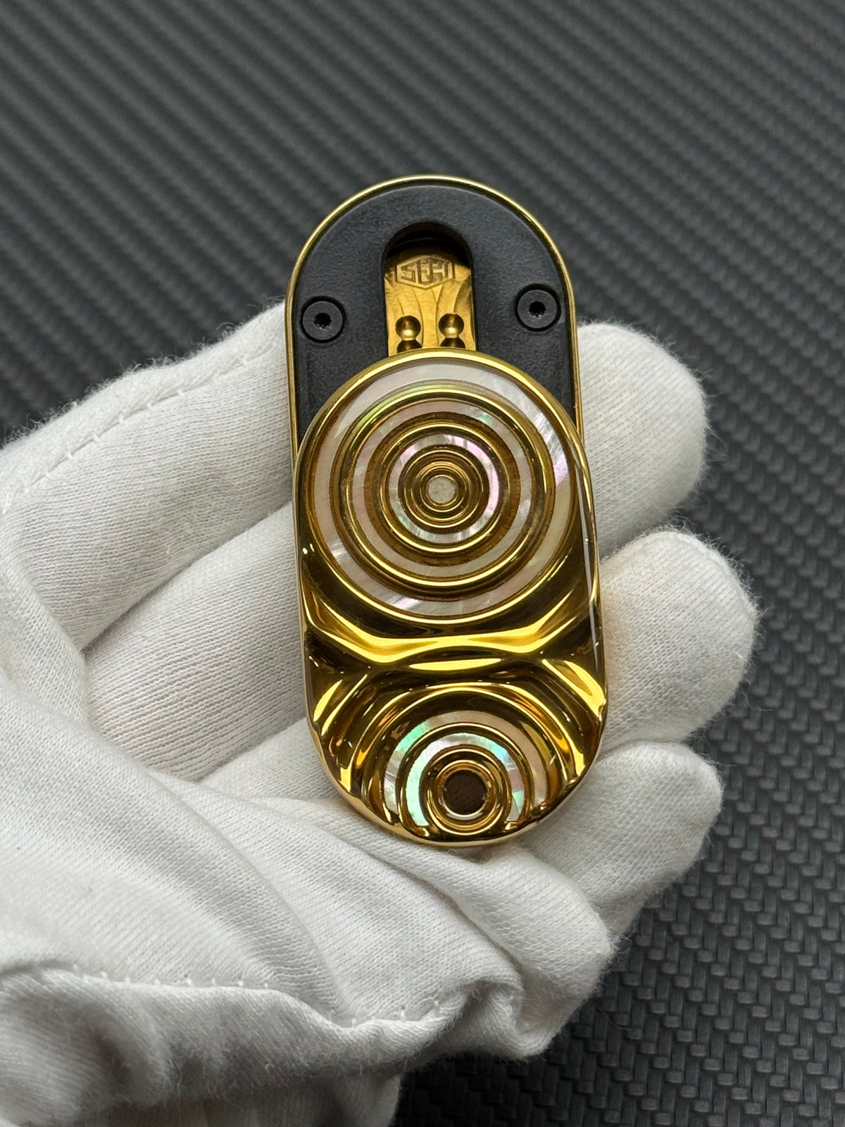 Ripple 2.0 Stainless Steel Gold Plated Resin-Sealed Engraved