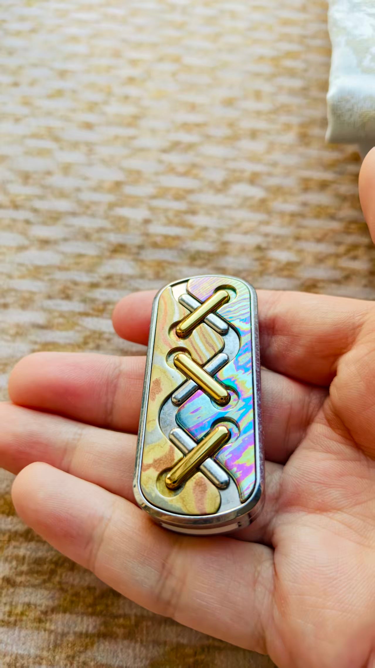 Razor Edge Crystallized Titanium Mokuti Mokume