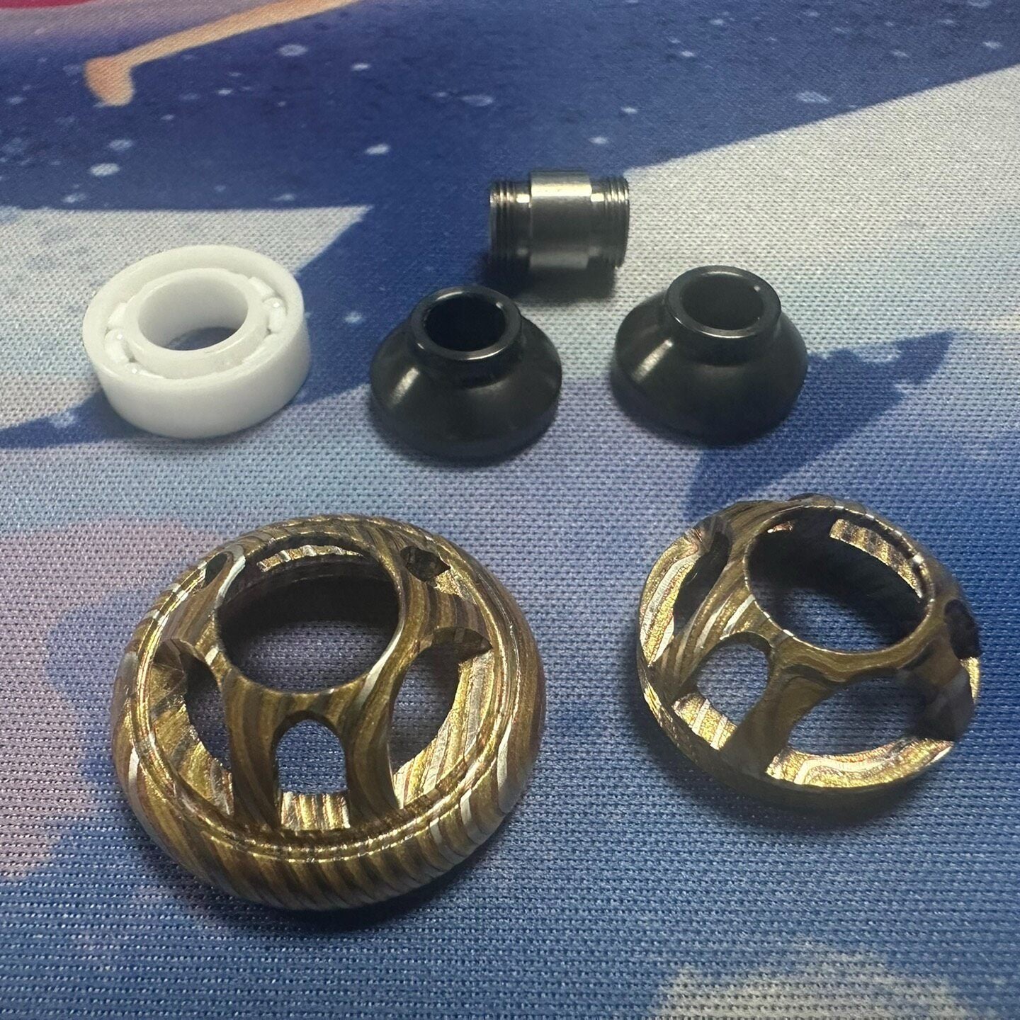 Planet Lanyard Bead, Zirconium, Mokume