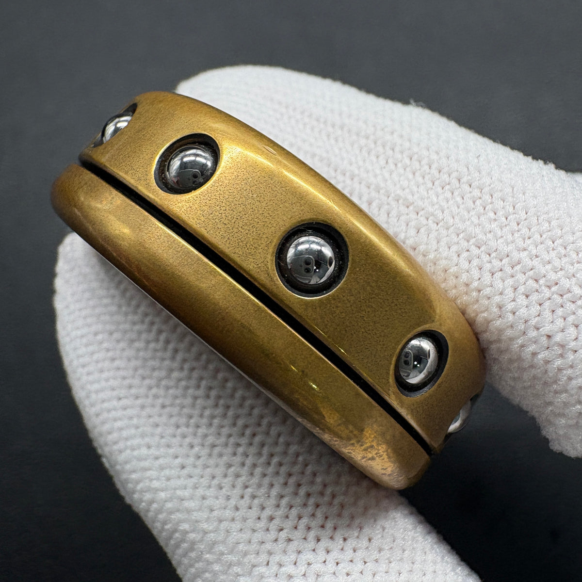 Dealer Button Brass Distressed Polished