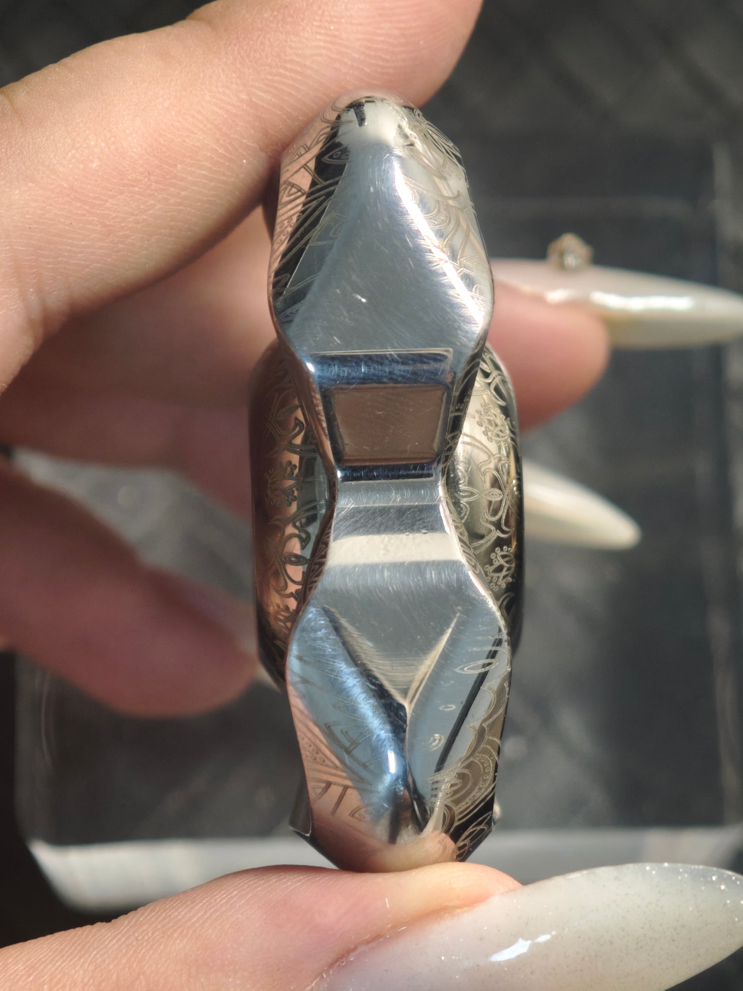 Feather Titanium Engraved