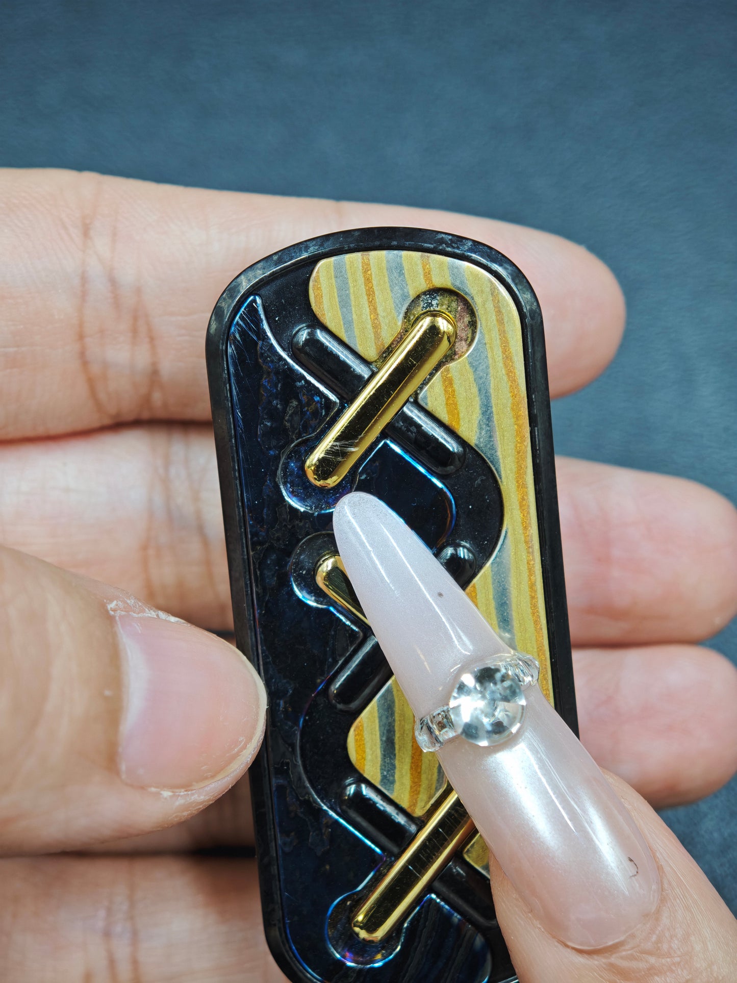 Razor Edge Zircuti Mokume Crystallized Titanium