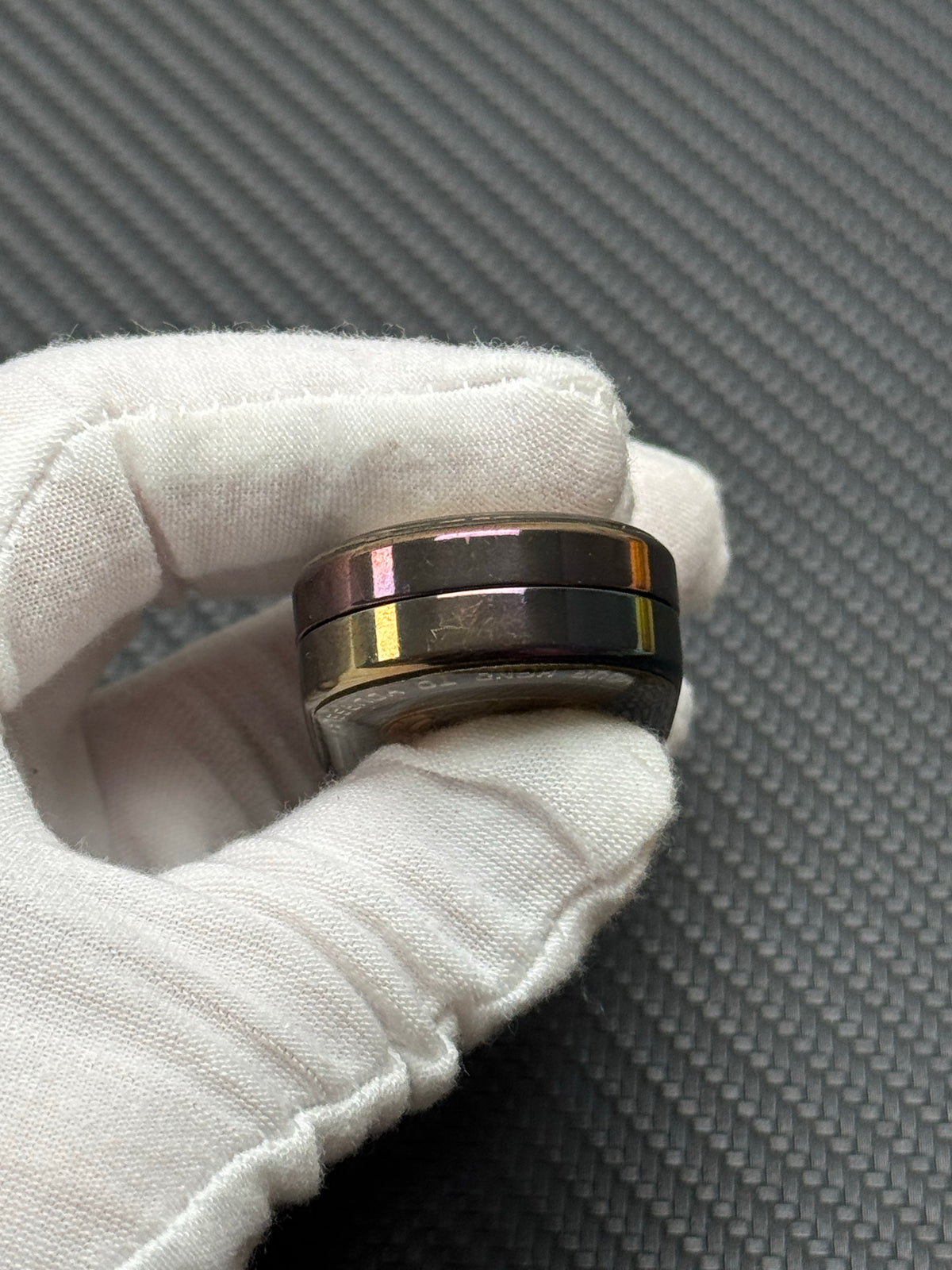 Grumpy Rabbit Rhythm Zirconium Color-Anodized Engraved Polished