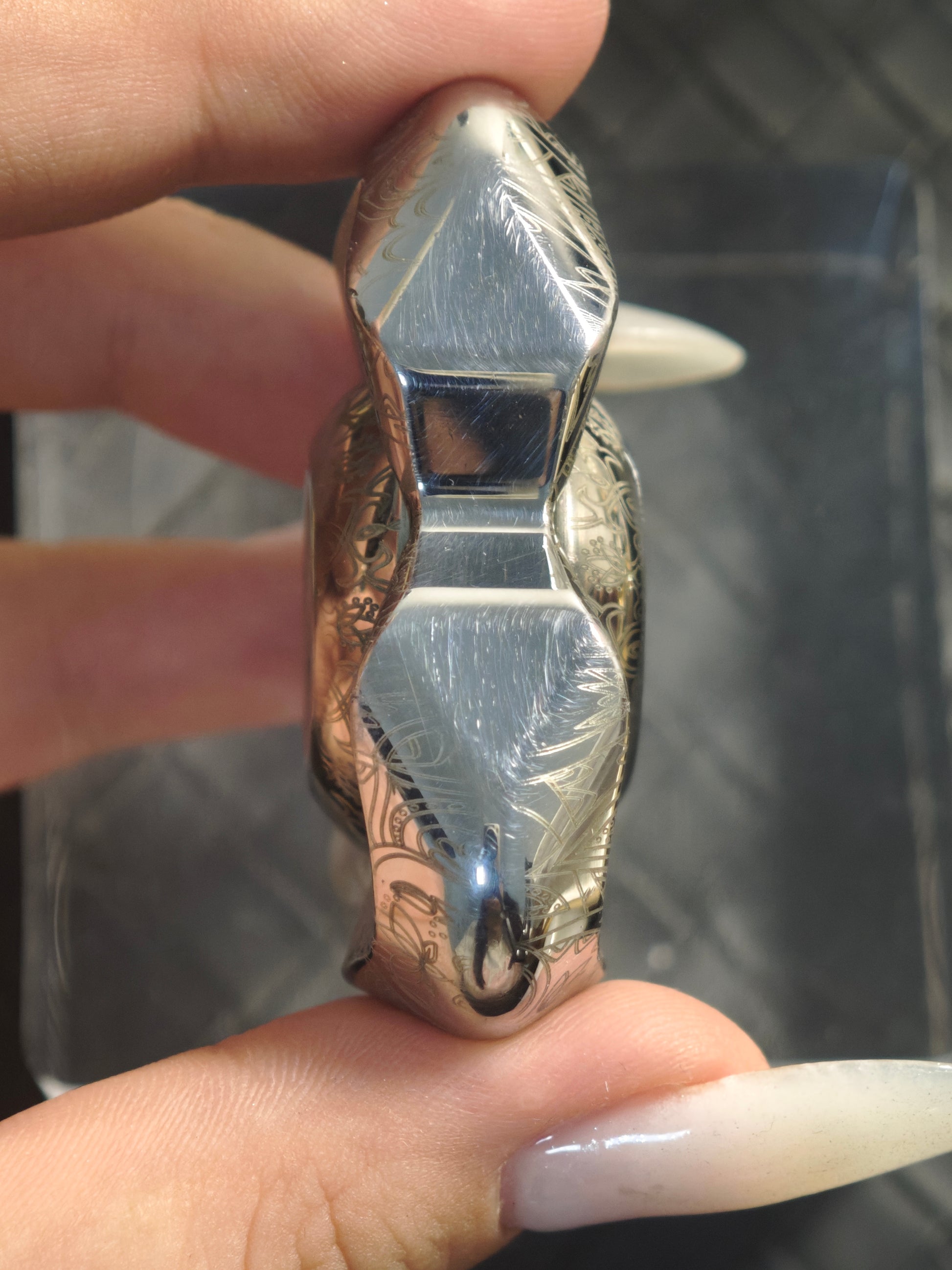 Feather Titanium Engraved
