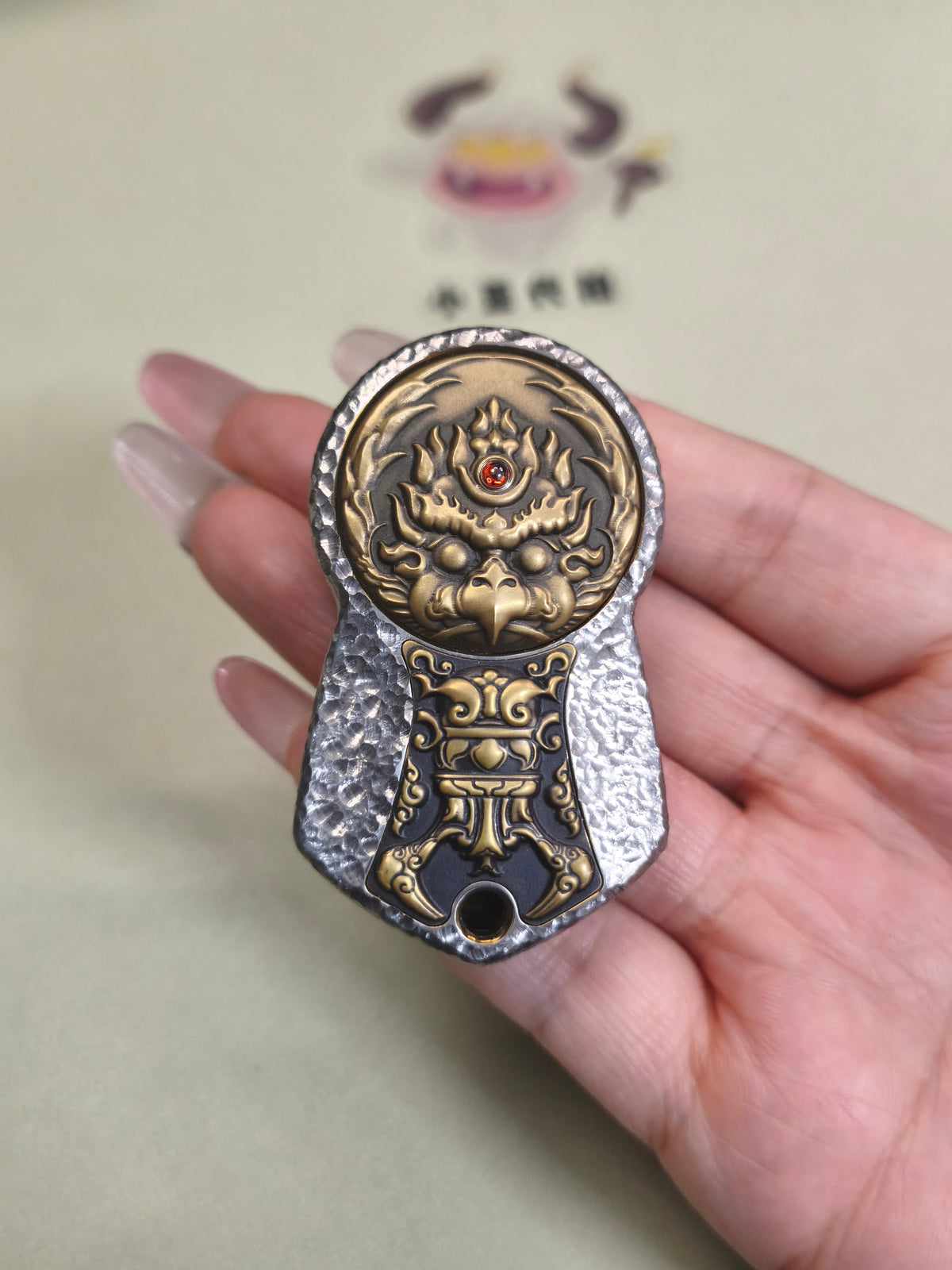 Demon Subduing Toga Tangcao Pattern Titanium Stone Textured