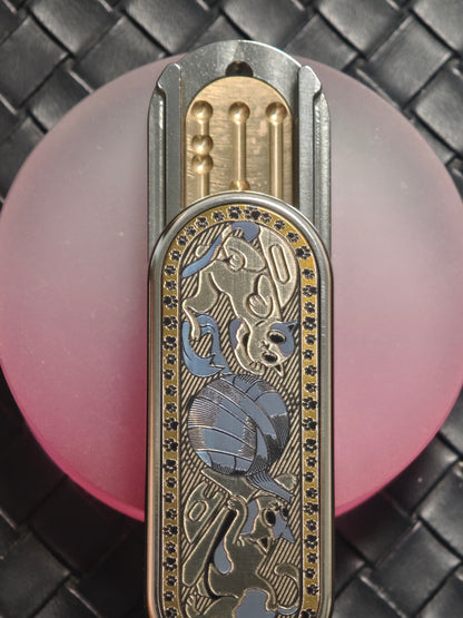 Ming Yin Titanium Color-Anodized Engraved