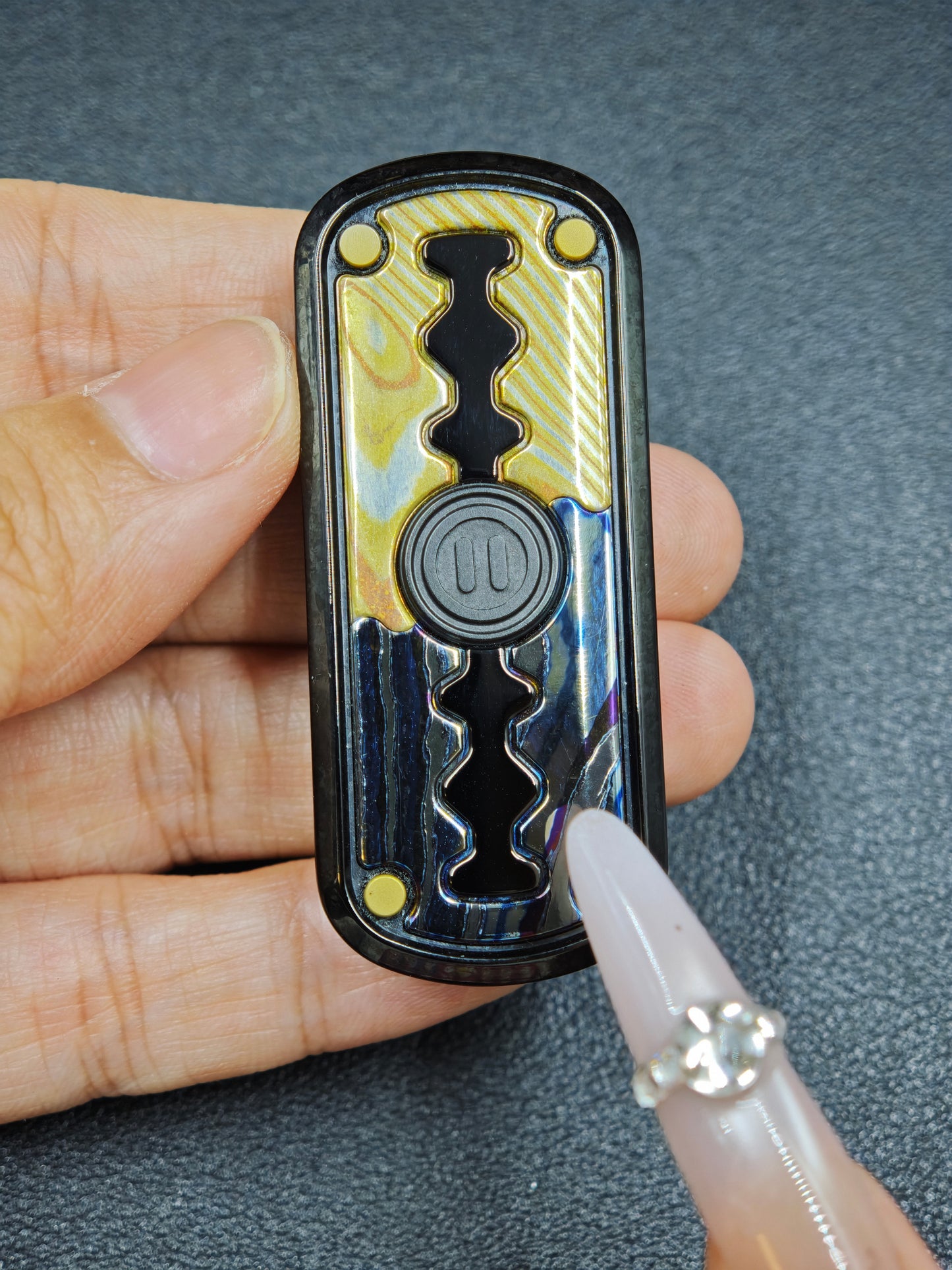 Razor Edge Zircuti Mokume Crystallized Titanium