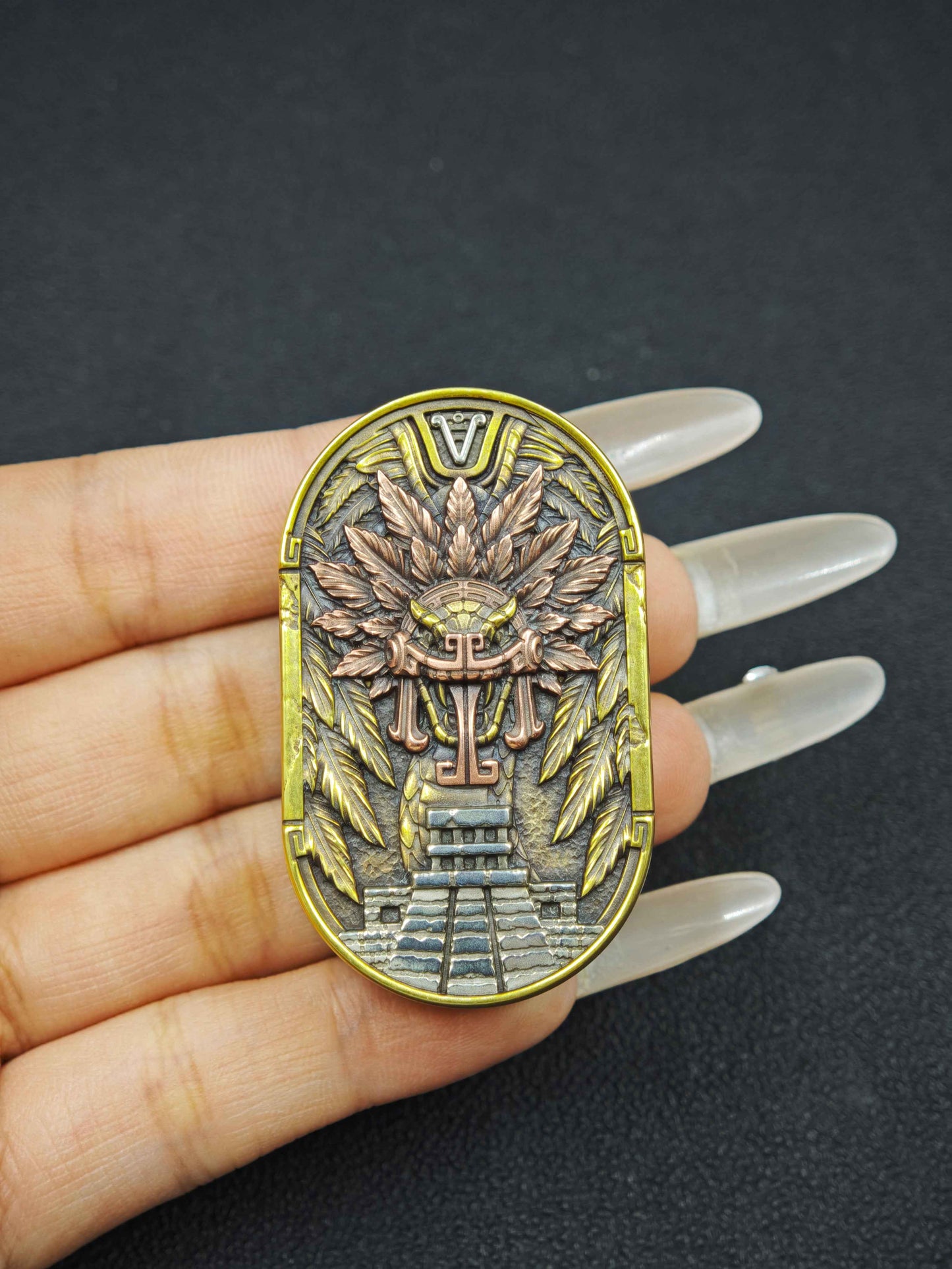 SEKI Maya Quetzalcoatl Wave Brass Engraved