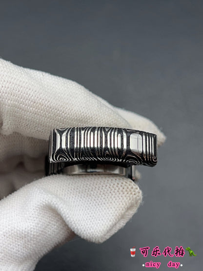 Stubby Damasteel Etched