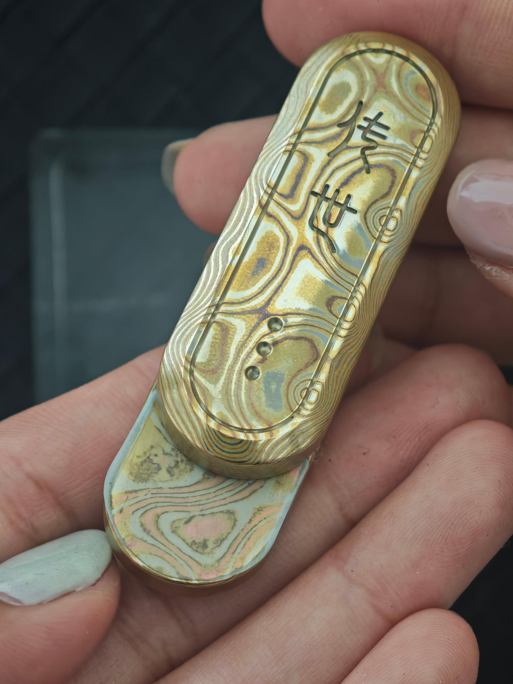 Lucky Draw Mokume Etched Polished
