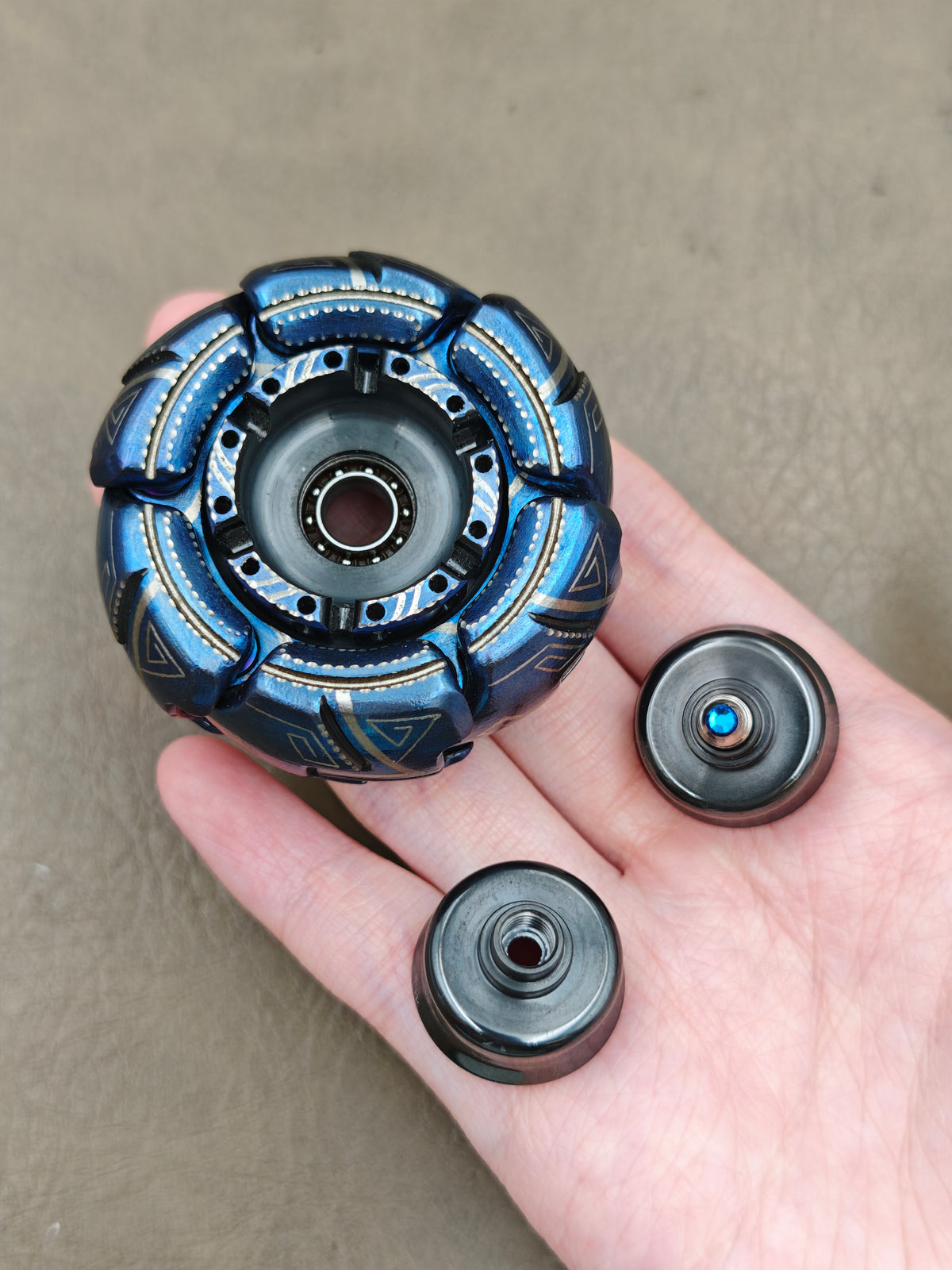 Pillbug Shell Opening Zirconium Color-Anodized Engraved