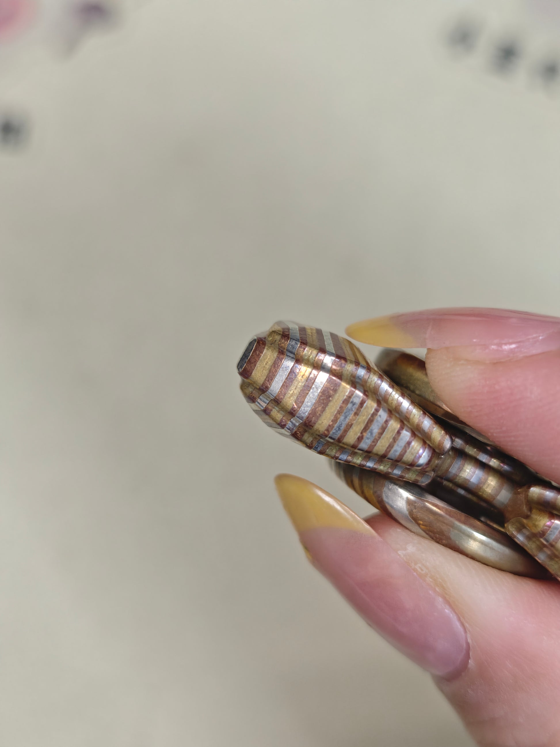 Toothless Mini Pearl White Mokume Copper