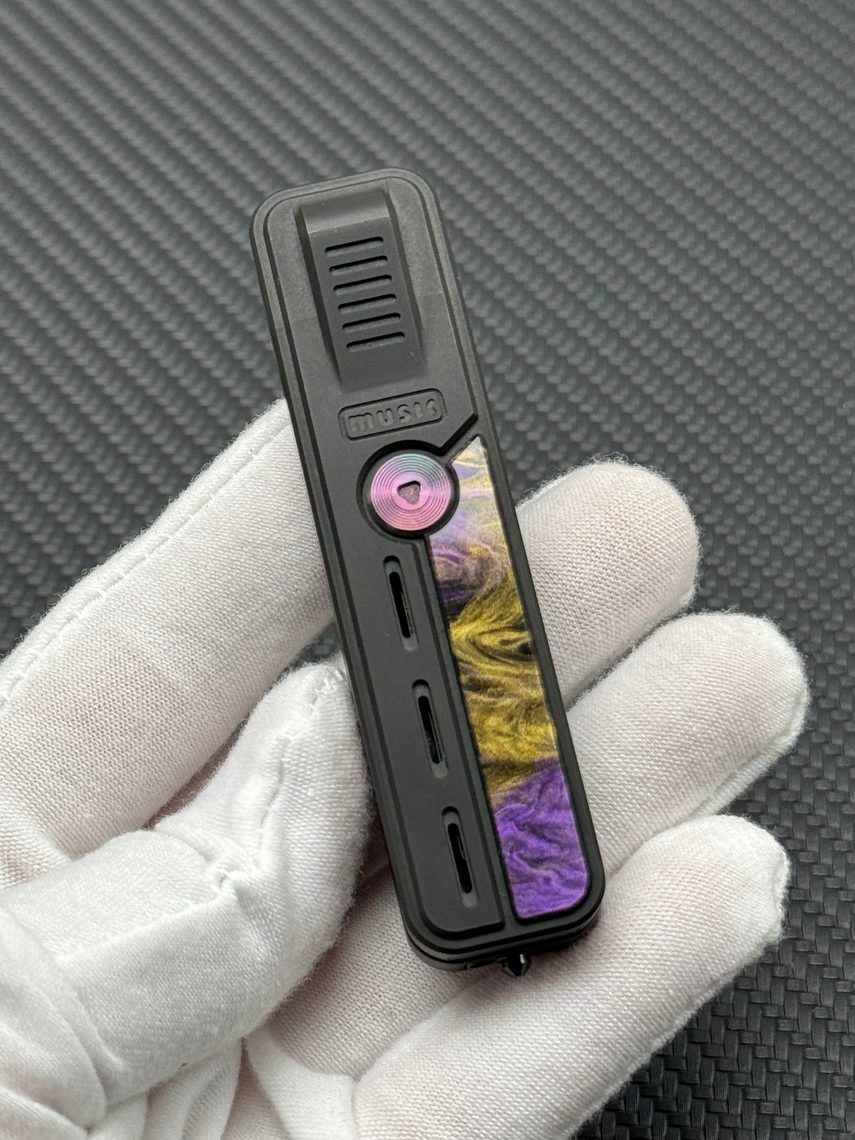 Rhythm Box Purple Gold Inlay Titanium