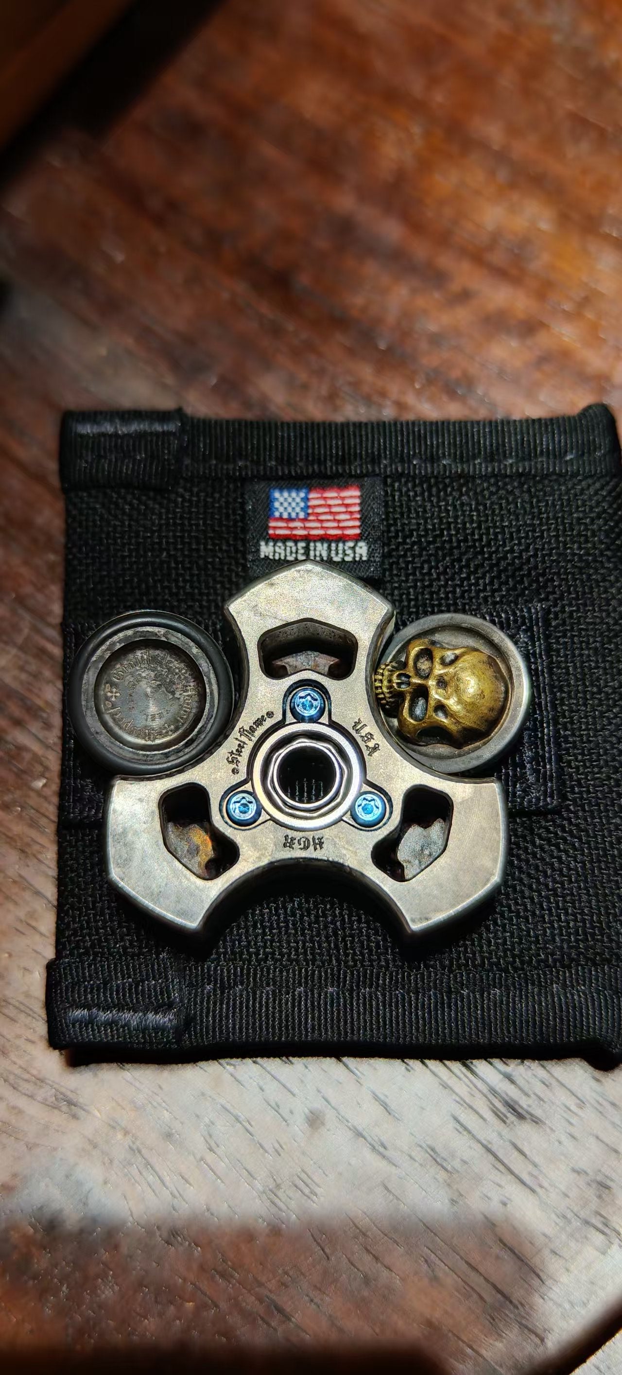 Three Leaf Skull Brass Stainless Steel