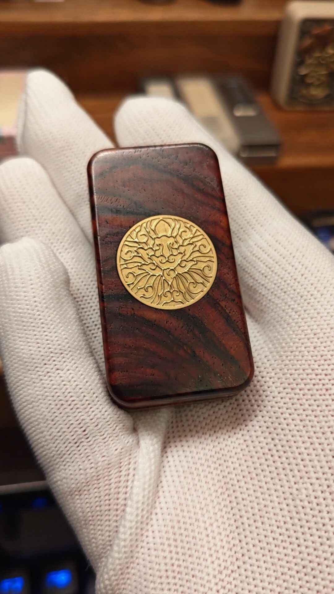 Brocade & Azure Paperweight Brass Copper