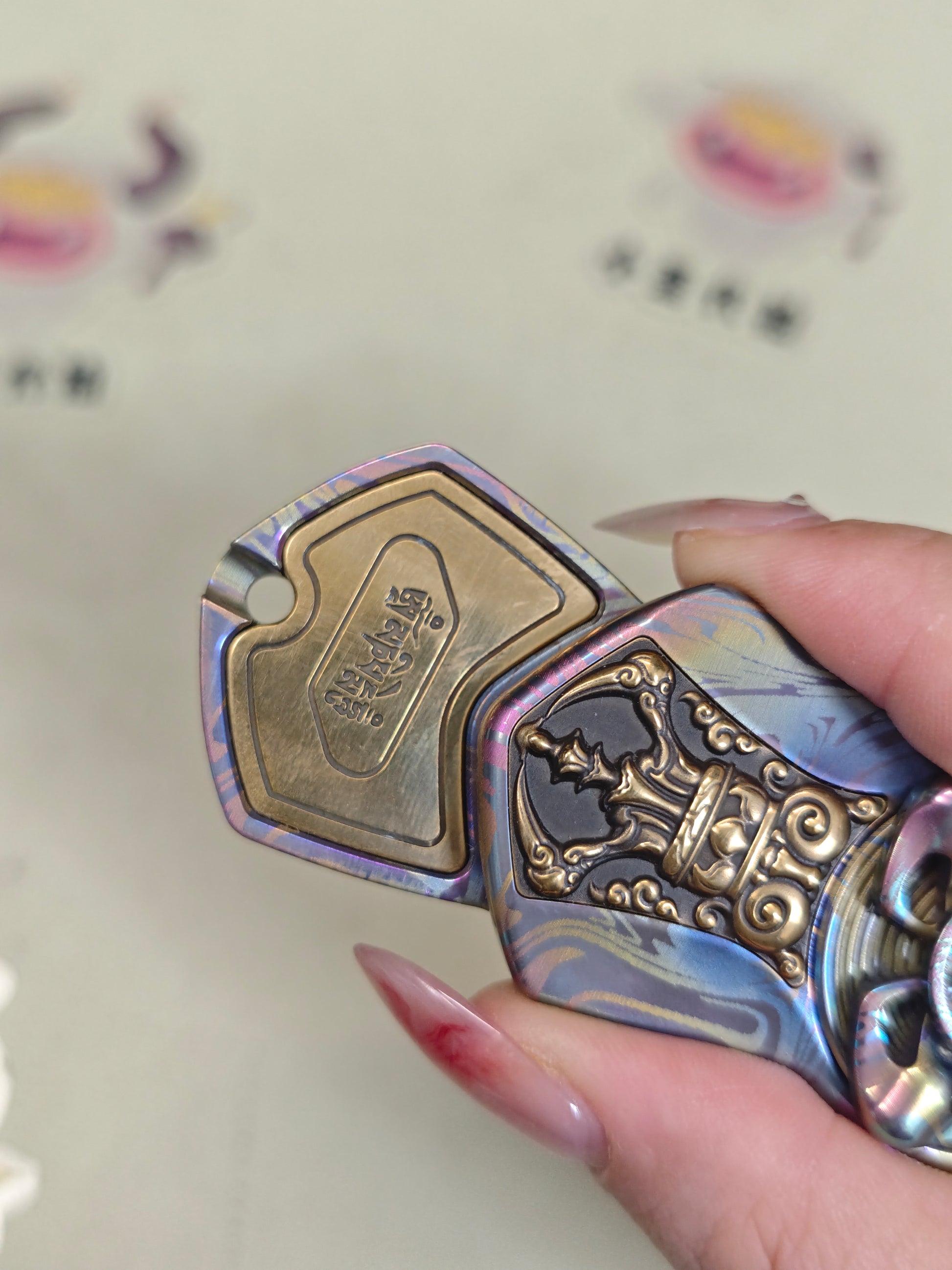 Demon Subduing Toga Tangcao Pattern Titanium Color-Anodized