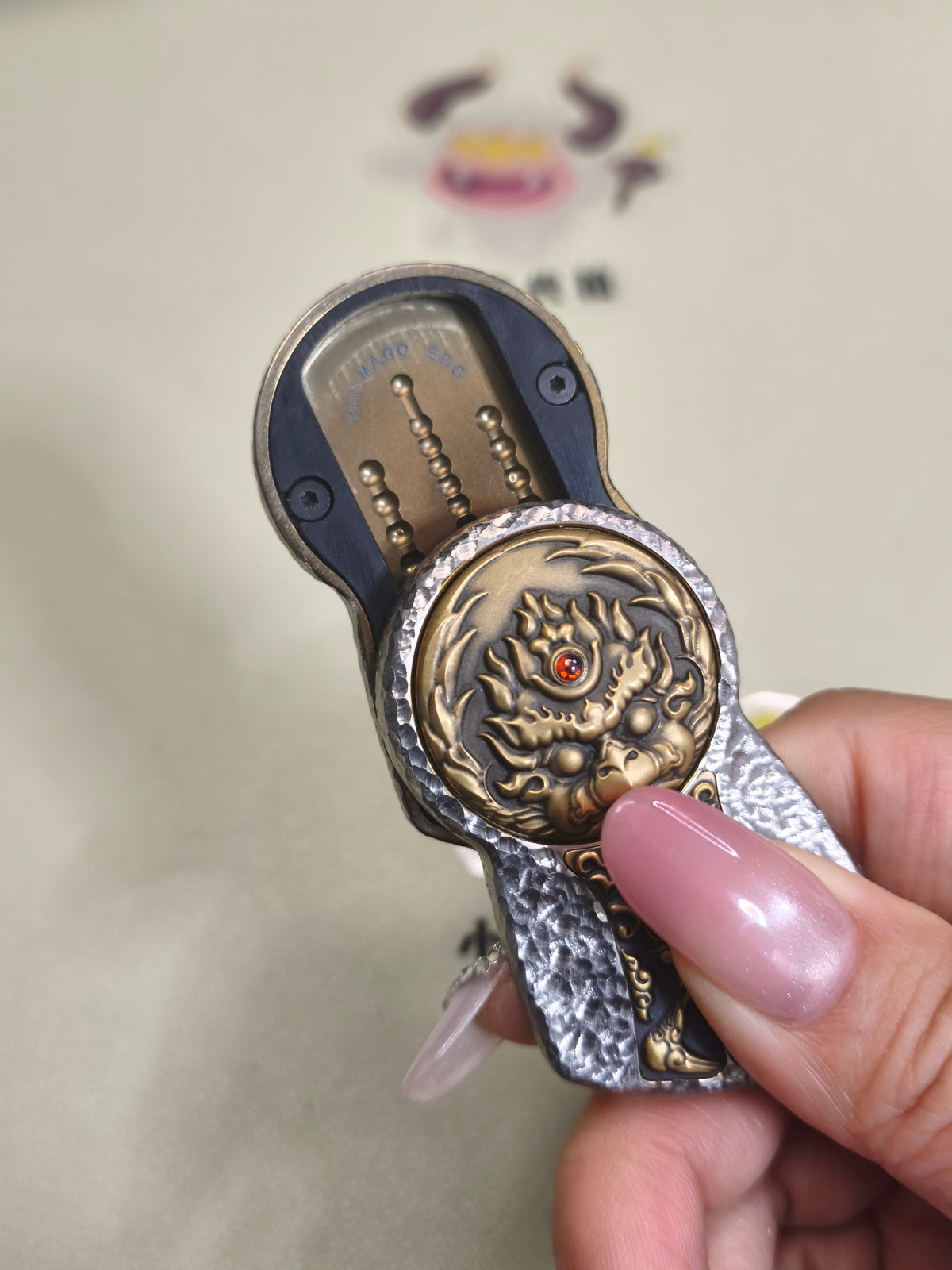 Demon Subduing Toga Tangcao Pattern Titanium Stone Textured