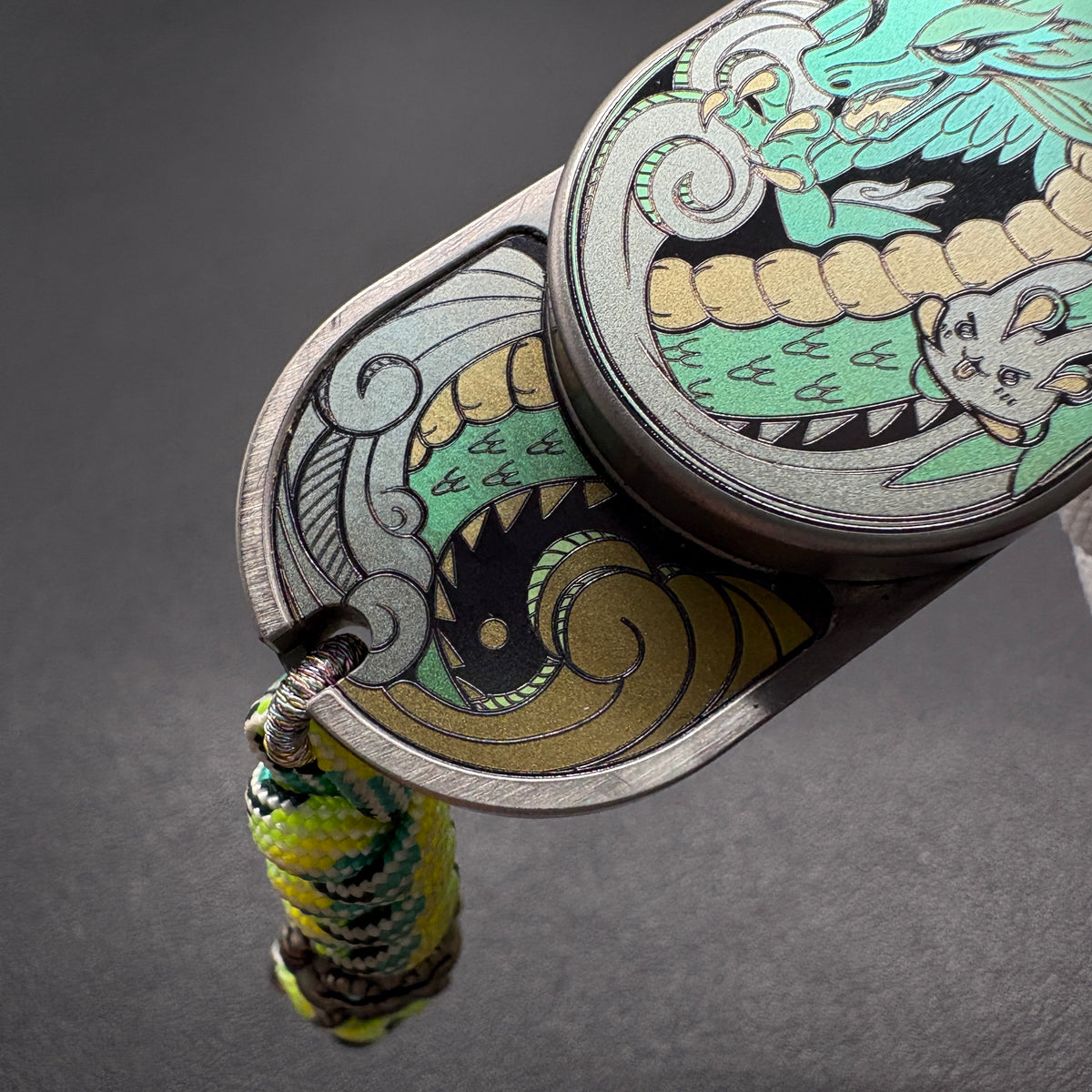 Dragon Rhythm Titanium Anodized Engraved