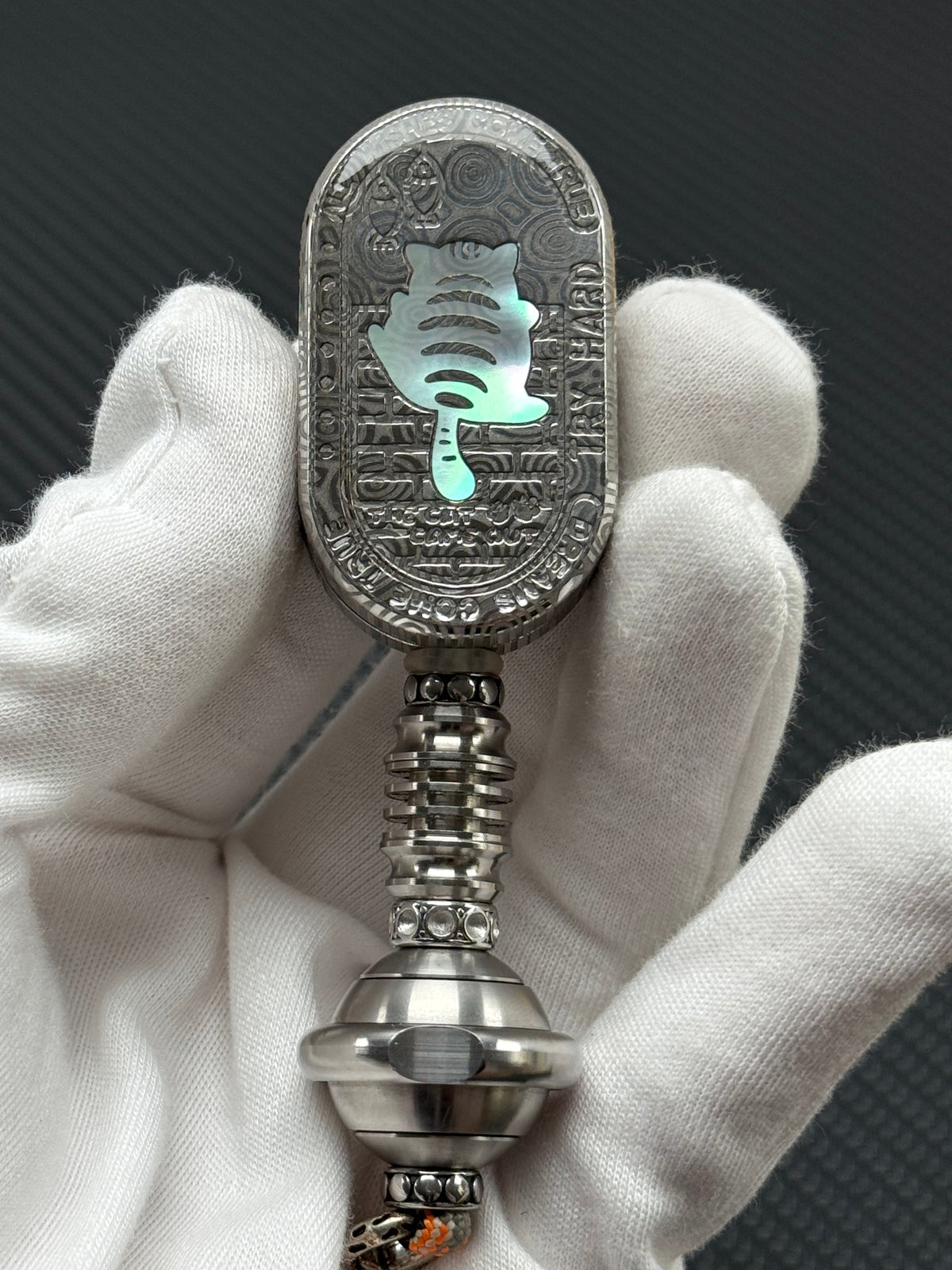 Greedy Cat Stainless Steel Resin-Sealed Engraved