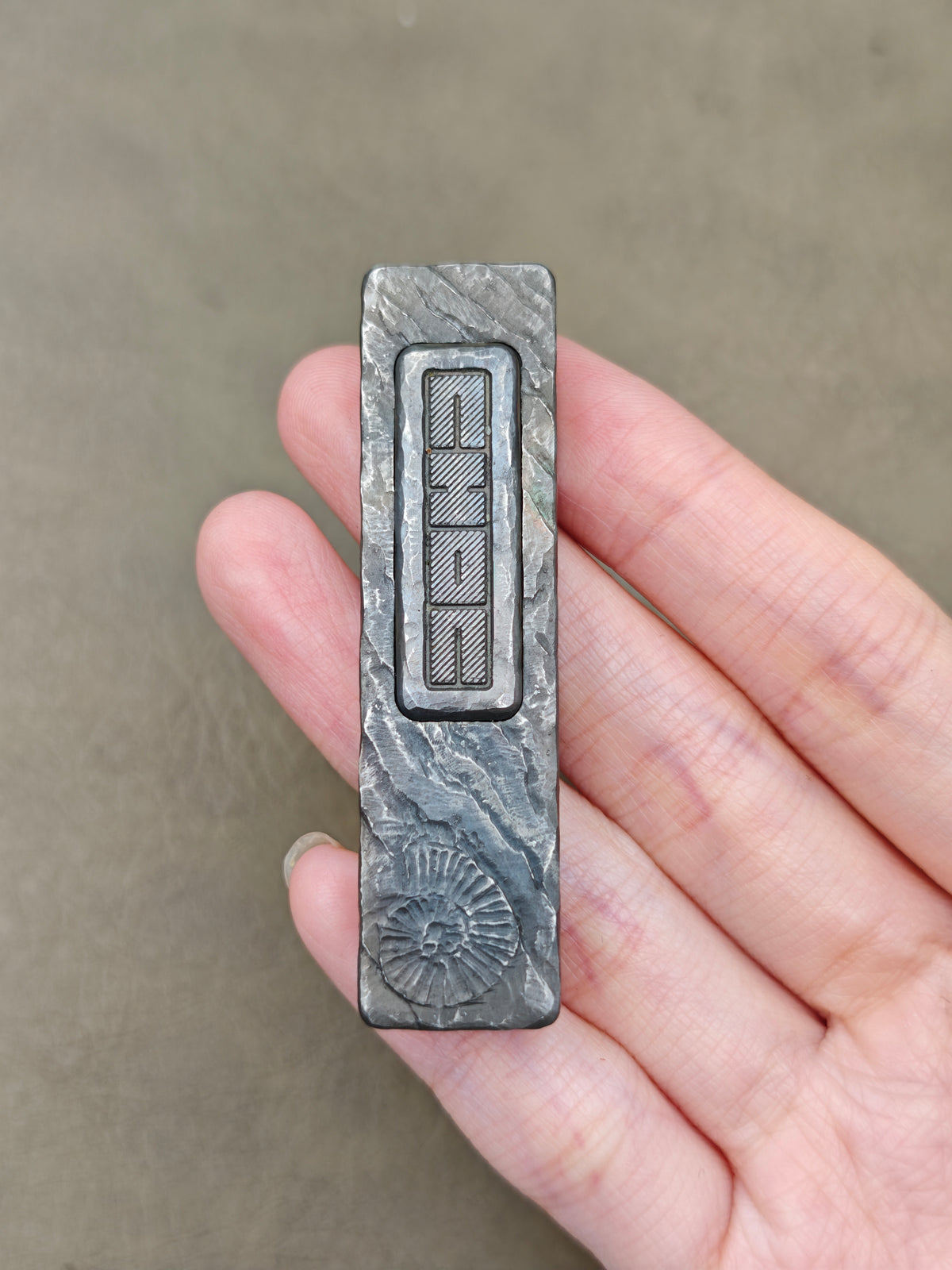 Choc Titanium Stone Textured Engraved
