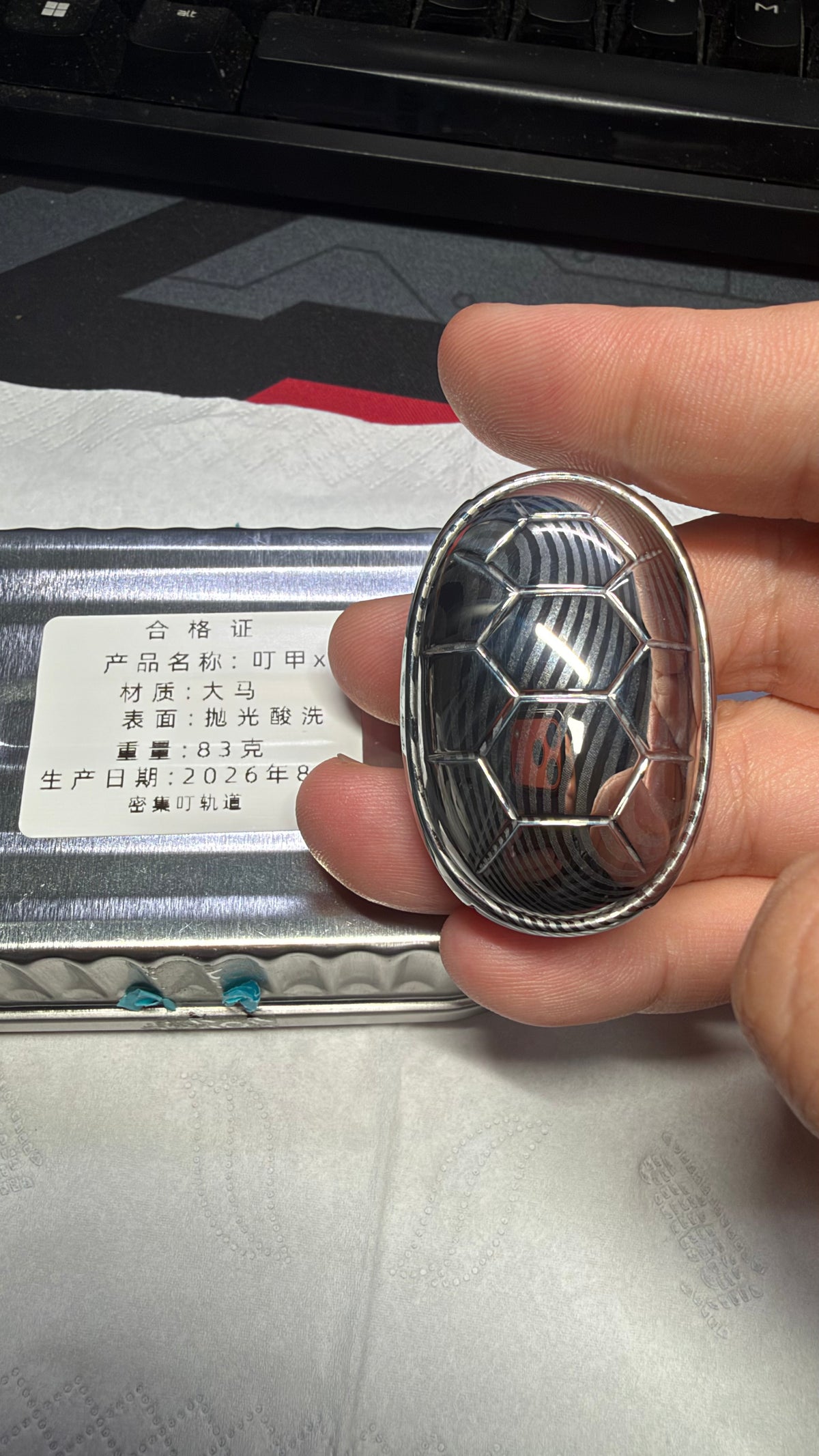 Jingle Beetle Damasteel Etched Polished
