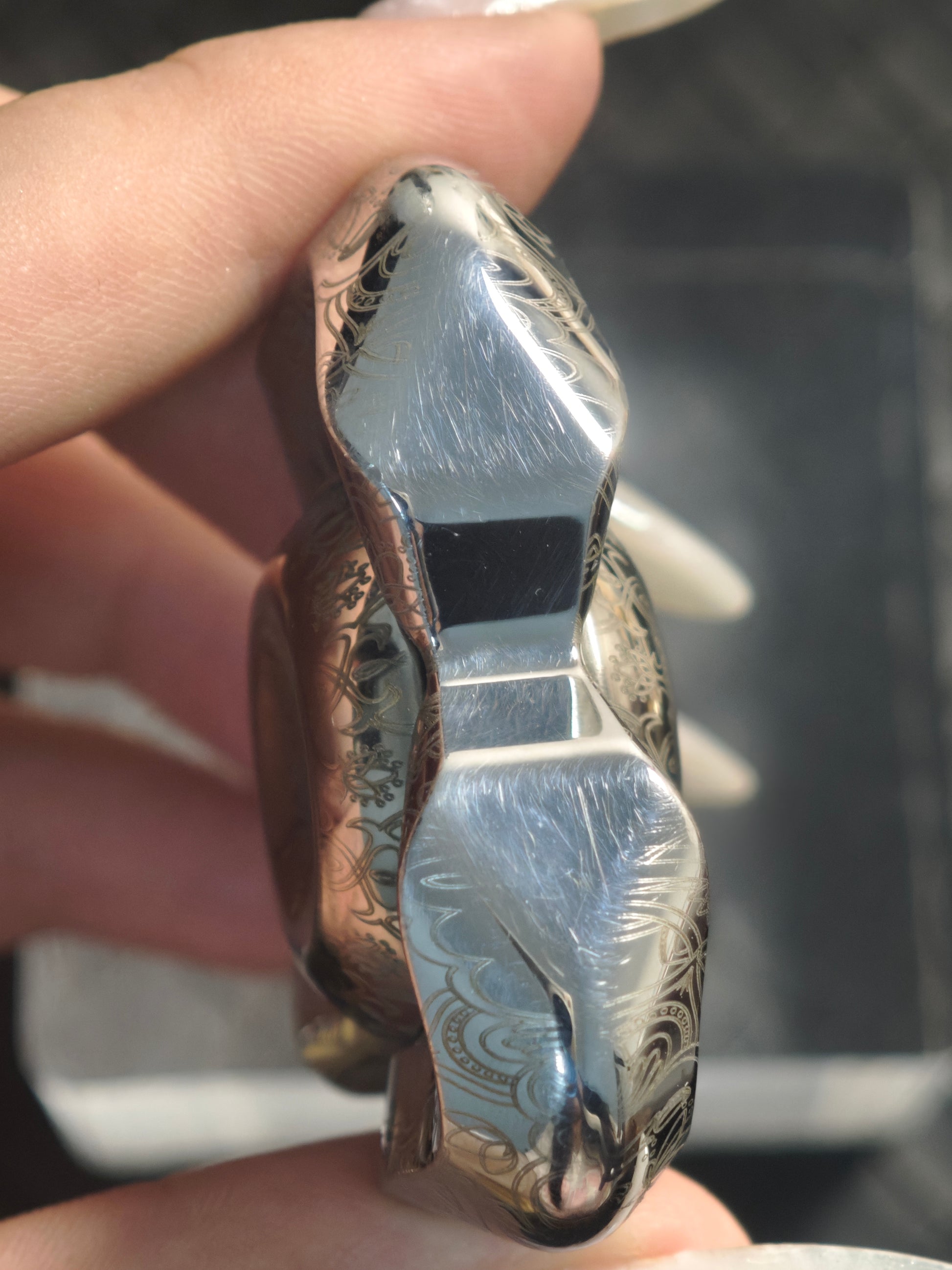 Feather Titanium Engraved