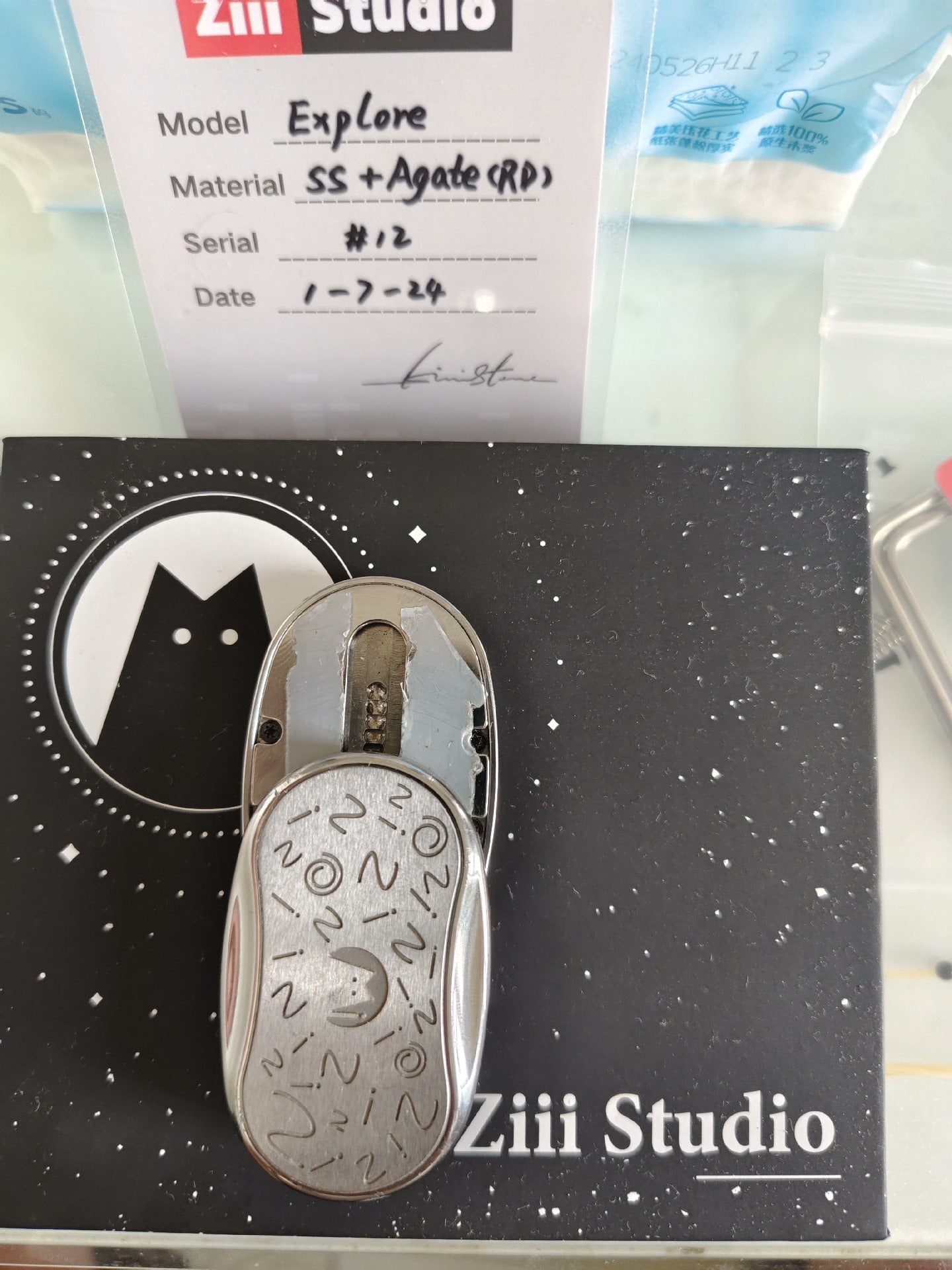 Mystery Slider SS+red agate