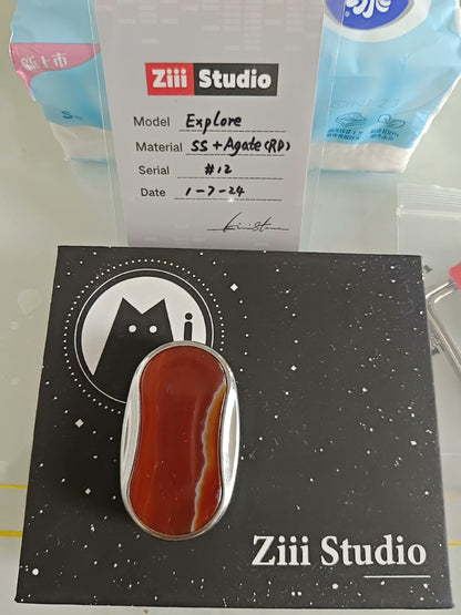 Mystery Slider SS+red agate