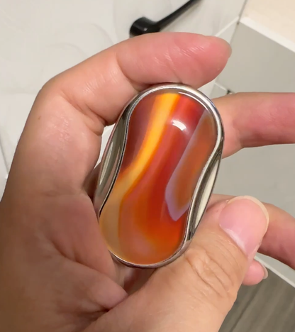 Mystery Slider SS+red agate