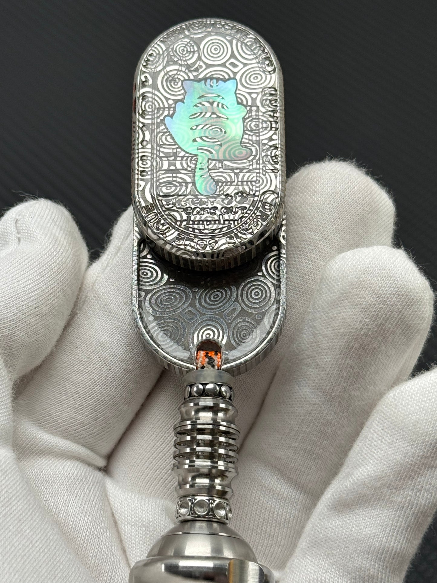 Greedy Cat Stainless Steel Resin-Sealed Engraved
