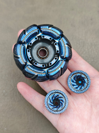 Pillbug Shell Opening Zirconium Color-Anodized Engraved