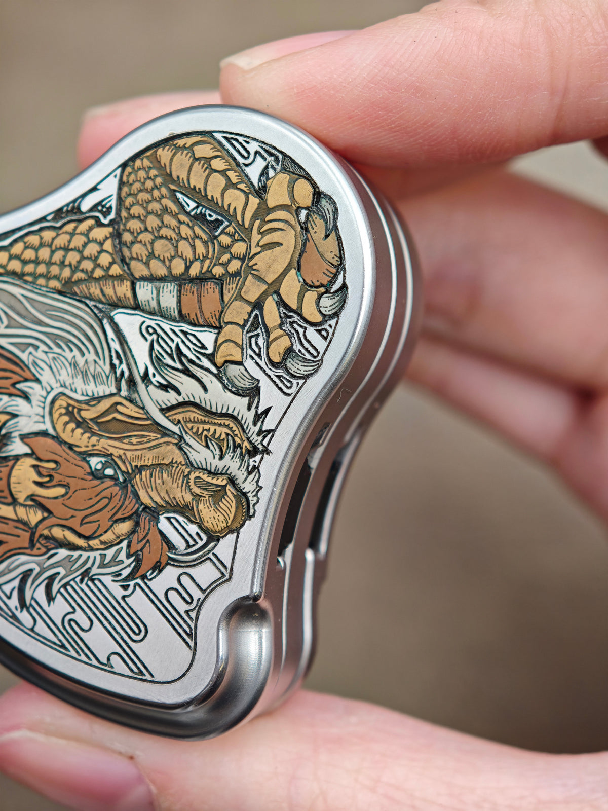 Balled Shell Stainless Steel Engraved