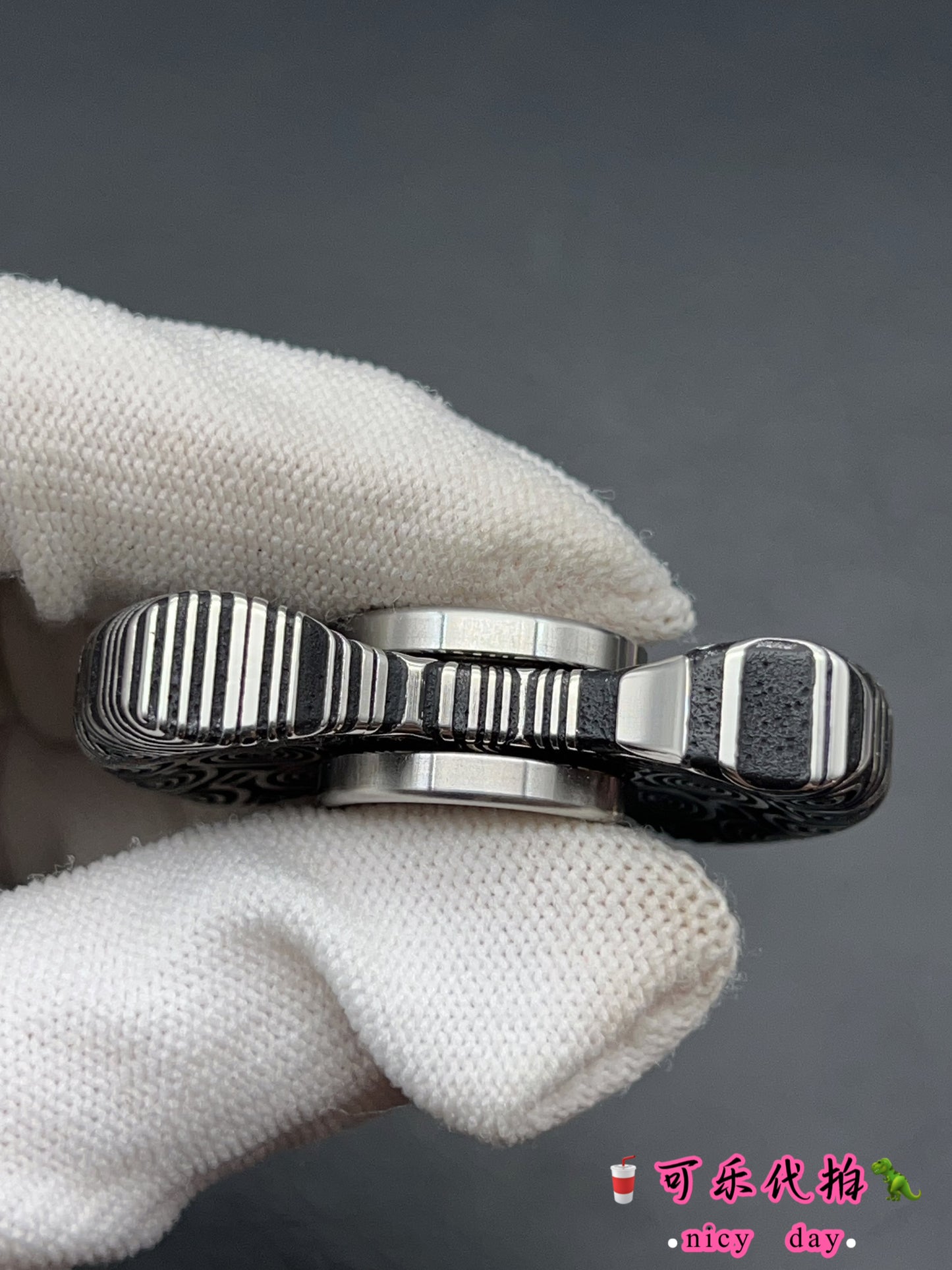 Stubby Damasteel Etched
