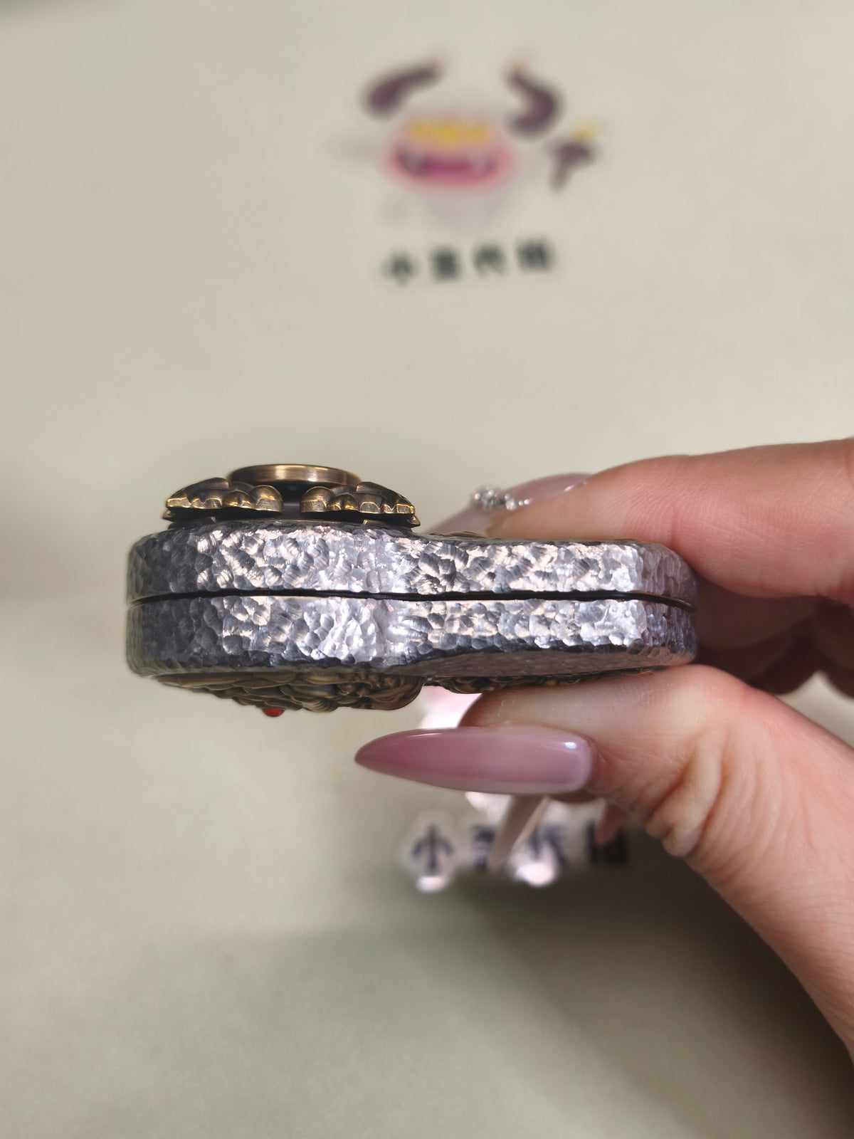 Demon Subduing Toga Tangcao Pattern Titanium Stone Textured