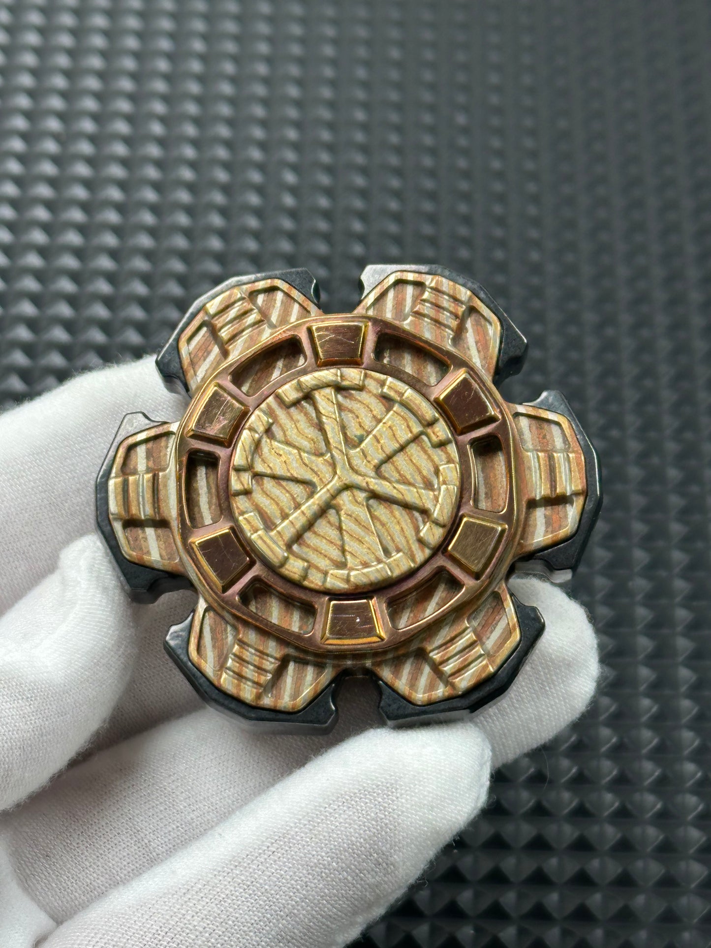 Triple Leaf Ignition Shell Opening Mokume Etched Polished