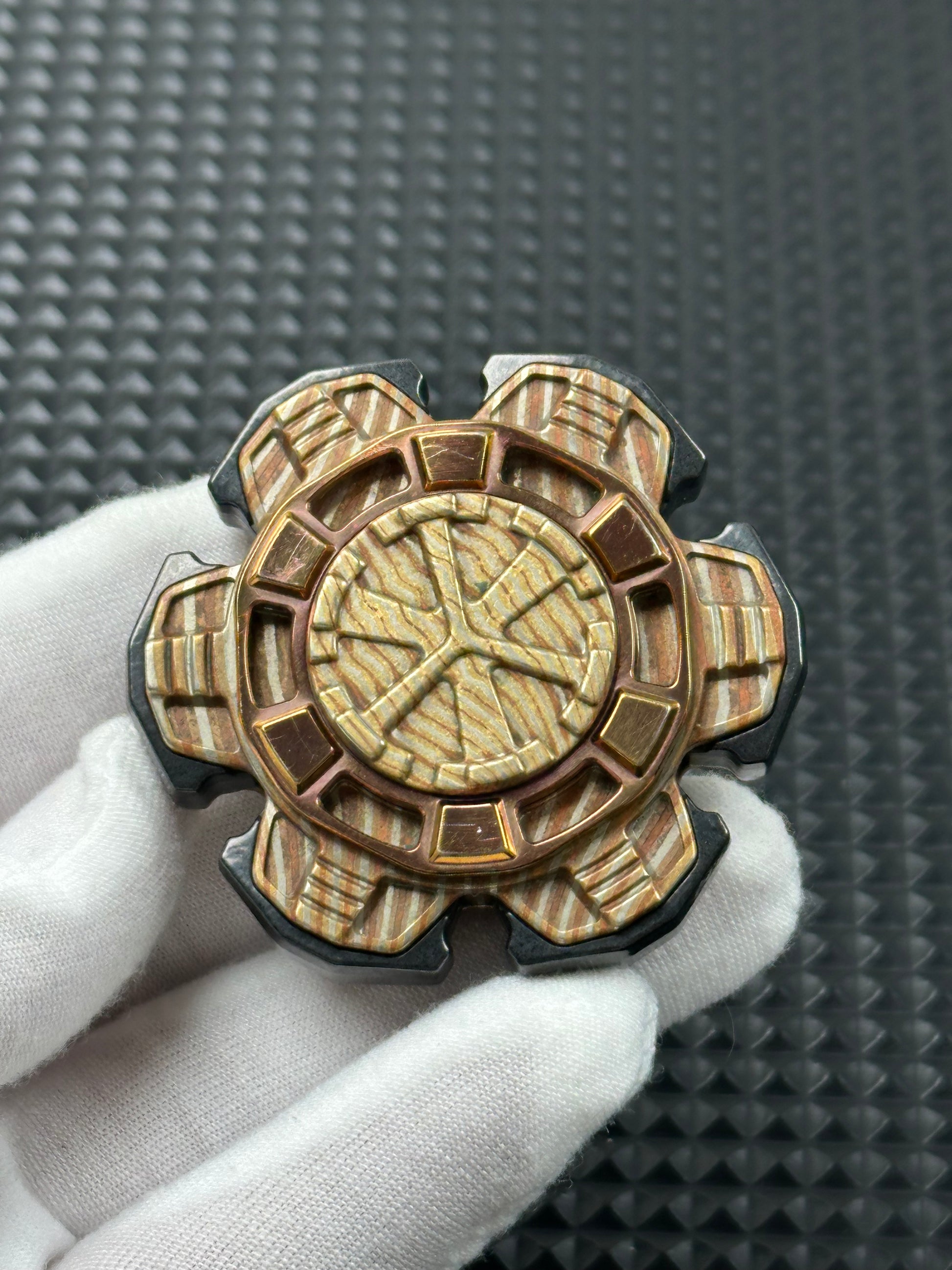 Triple Leaf Ignition Shell Opening Mokume Etched Polished