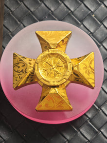 Malta Cross Stainless Steel Gold Plated Engraved