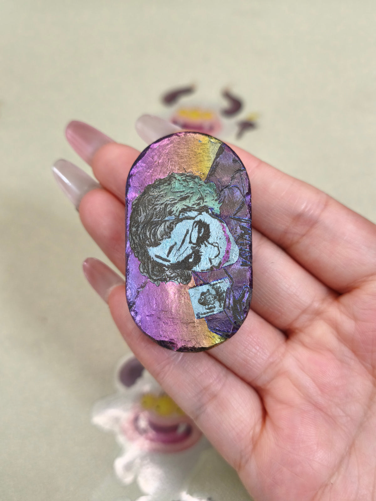 Greedy Cat Zirconium Stone Textured Oil Slick