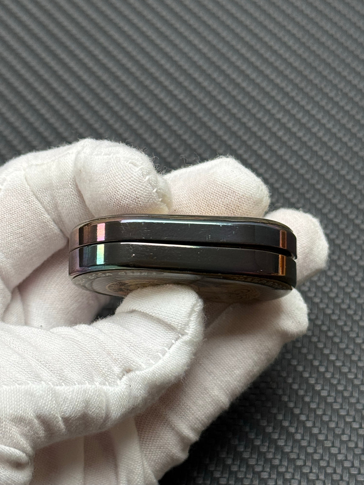 Grumpy Rabbit Rhythm Zirconium Color-Anodized Engraved Polished