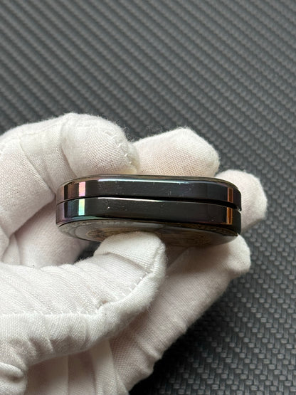 Grumpy Rabbit Rhythm Zirconium Color-Anodized Engraved Polished