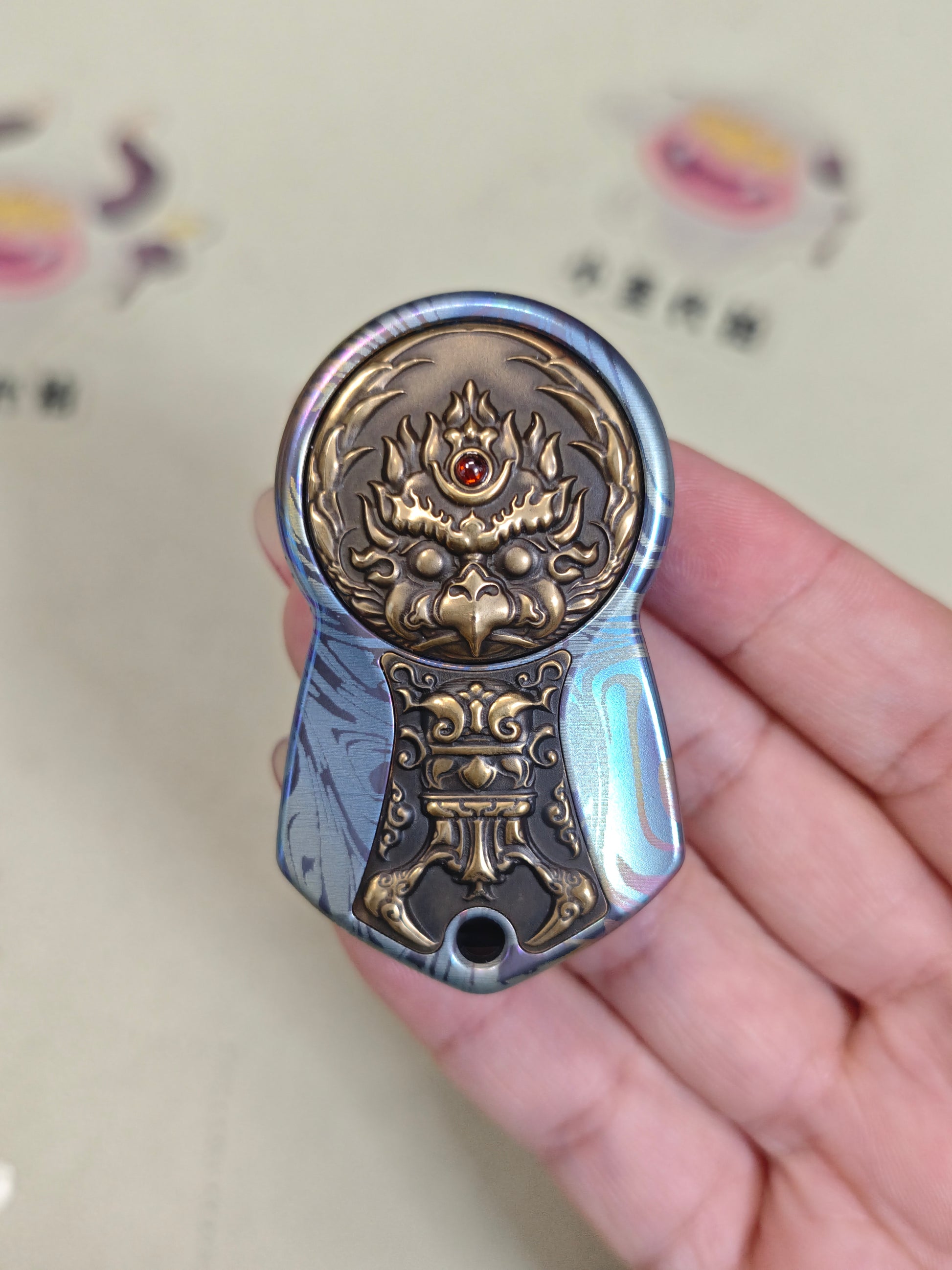 Demon Subduing Toga Tangcao Pattern Titanium Color-Anodized