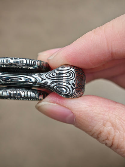 Two-Leaf Horizon Damasteel Etched
