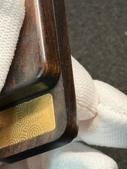 Brocade & Azure Paperweight African Blackwood