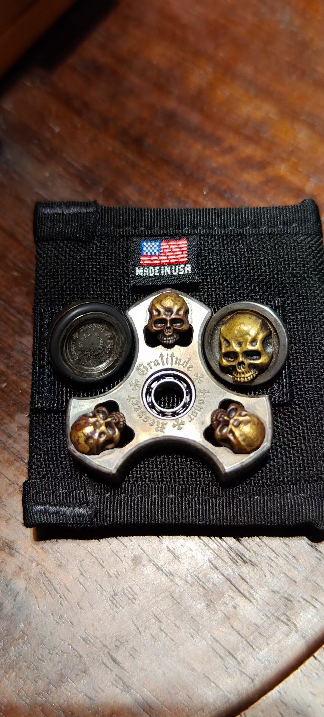 Three Leaf Skull Brass Stainless Steel