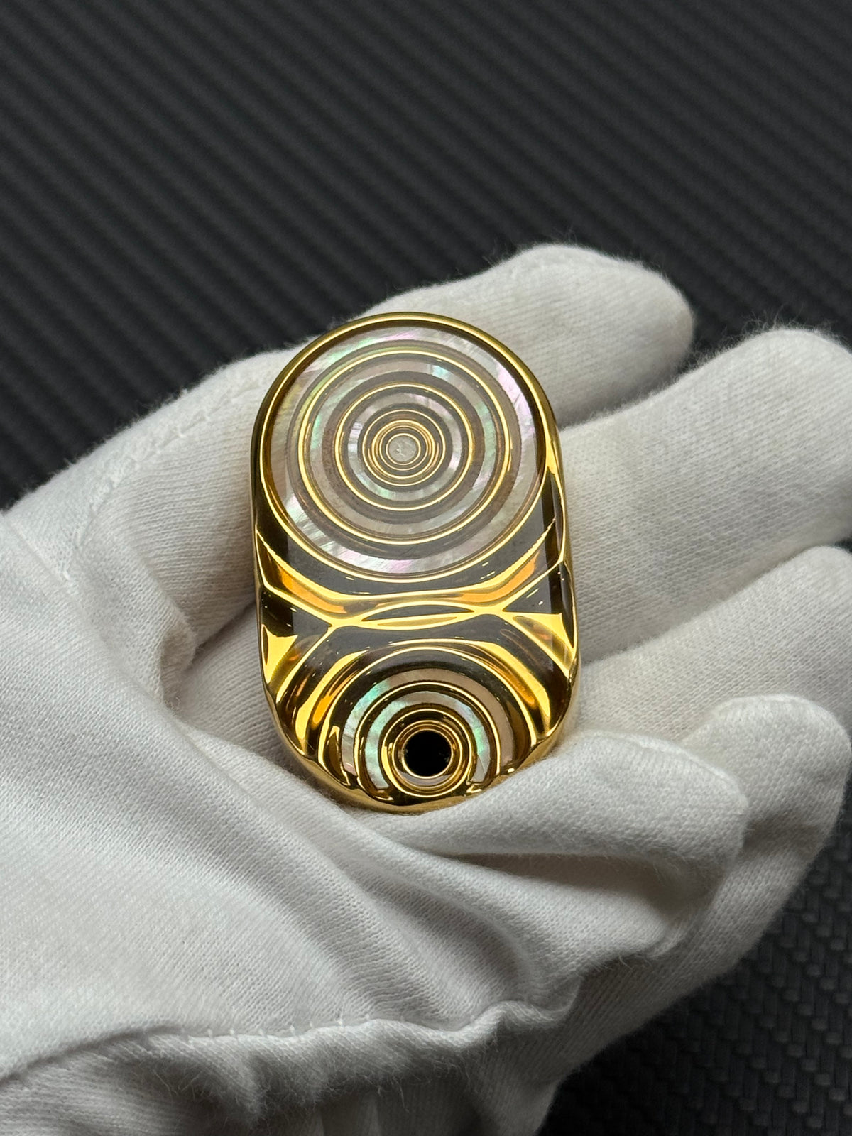 Ripple 2.0 Stainless Steel Gold Plated Resin-Sealed Engraved