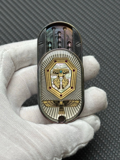Grumpy Rabbit Rhythm Zirconium Color-Anodized Engraved Polished